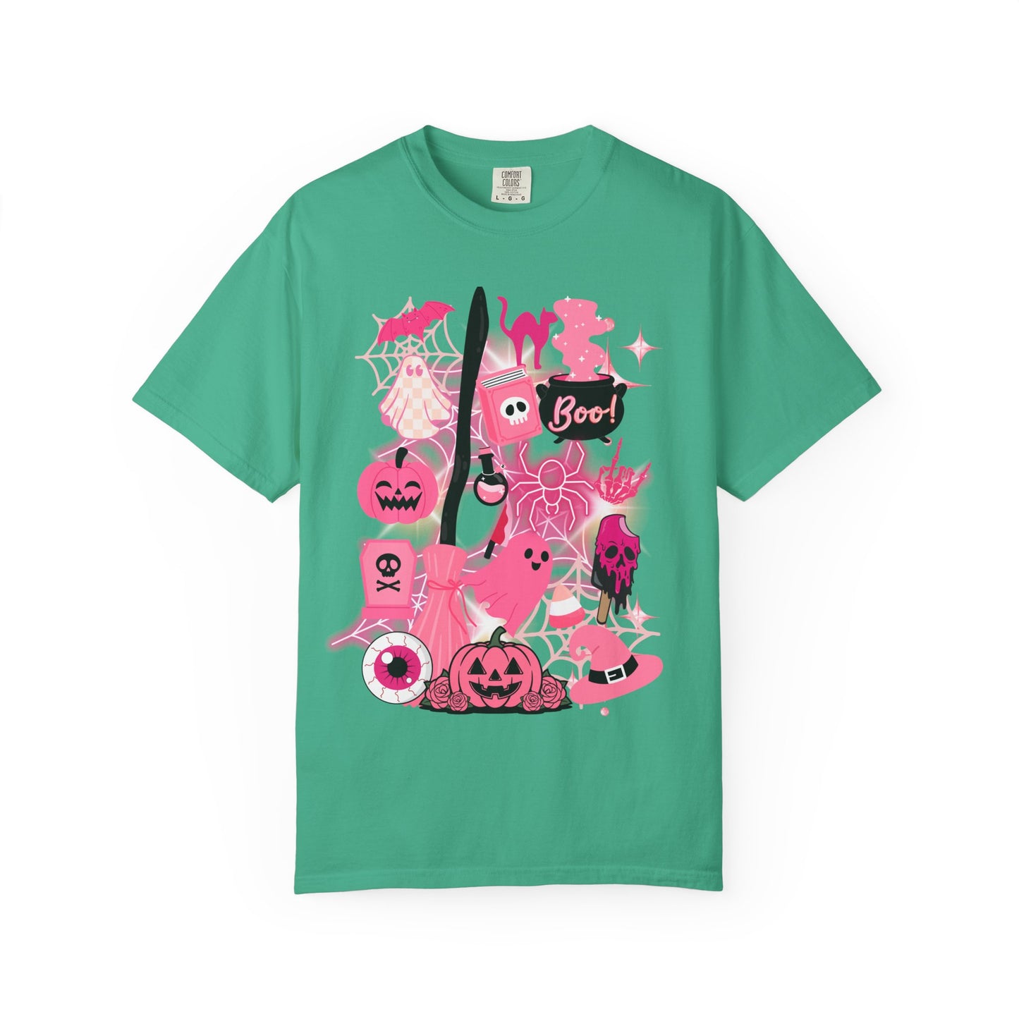 Pink Halloween-Themed Unisex T-shirt, Spooky Shirt, Ghostly Apparel, Boo T-shirt, Fall Fashion, Halloween Costume Top