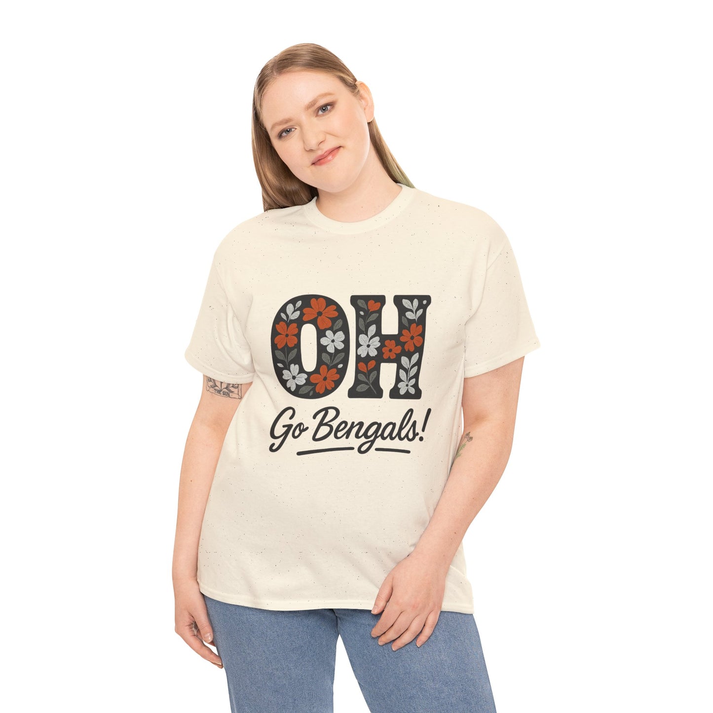 Bengals Floral Tee - Unisex Heavy Cotton