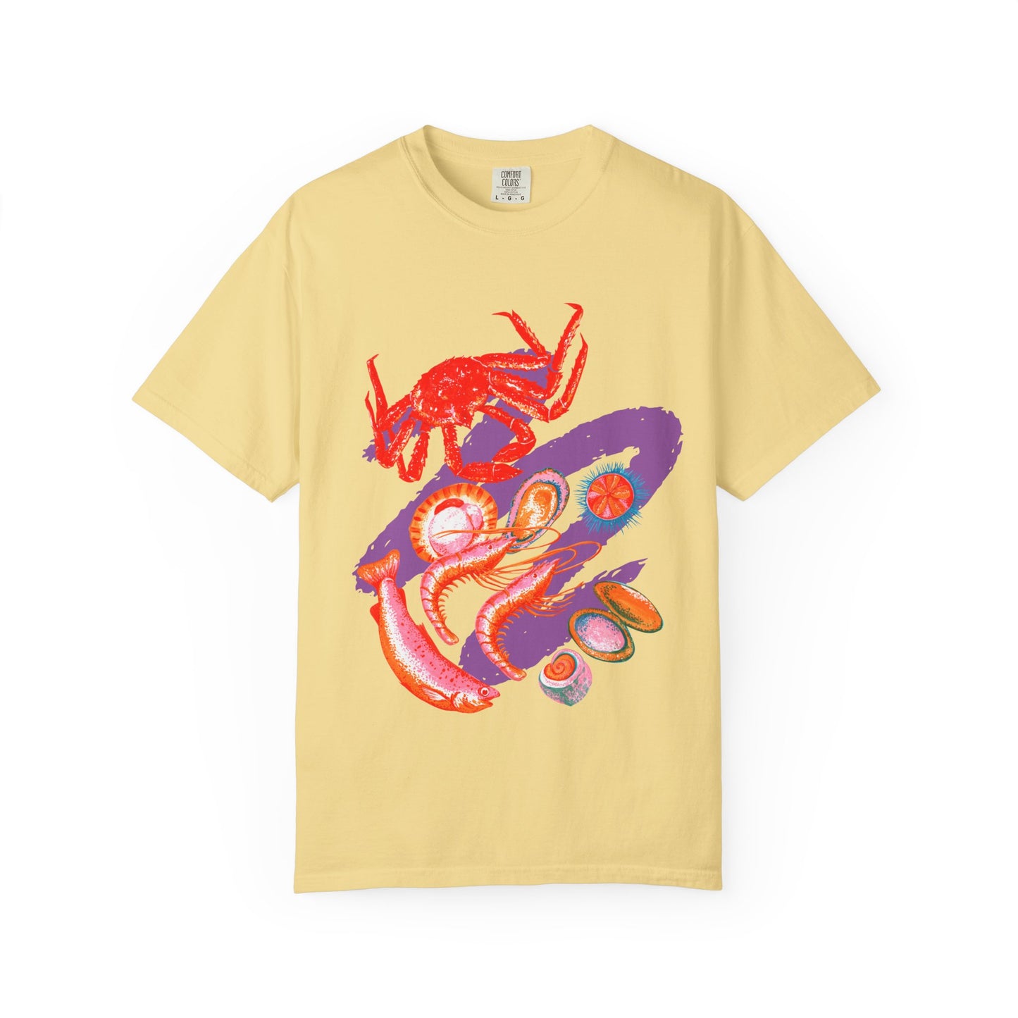 Comfort Colors Vibrant Seafood T-Shirt, French Coastal Tee, Distressed Shirt, Oversized Coquette Aesthetic, Nautical Style