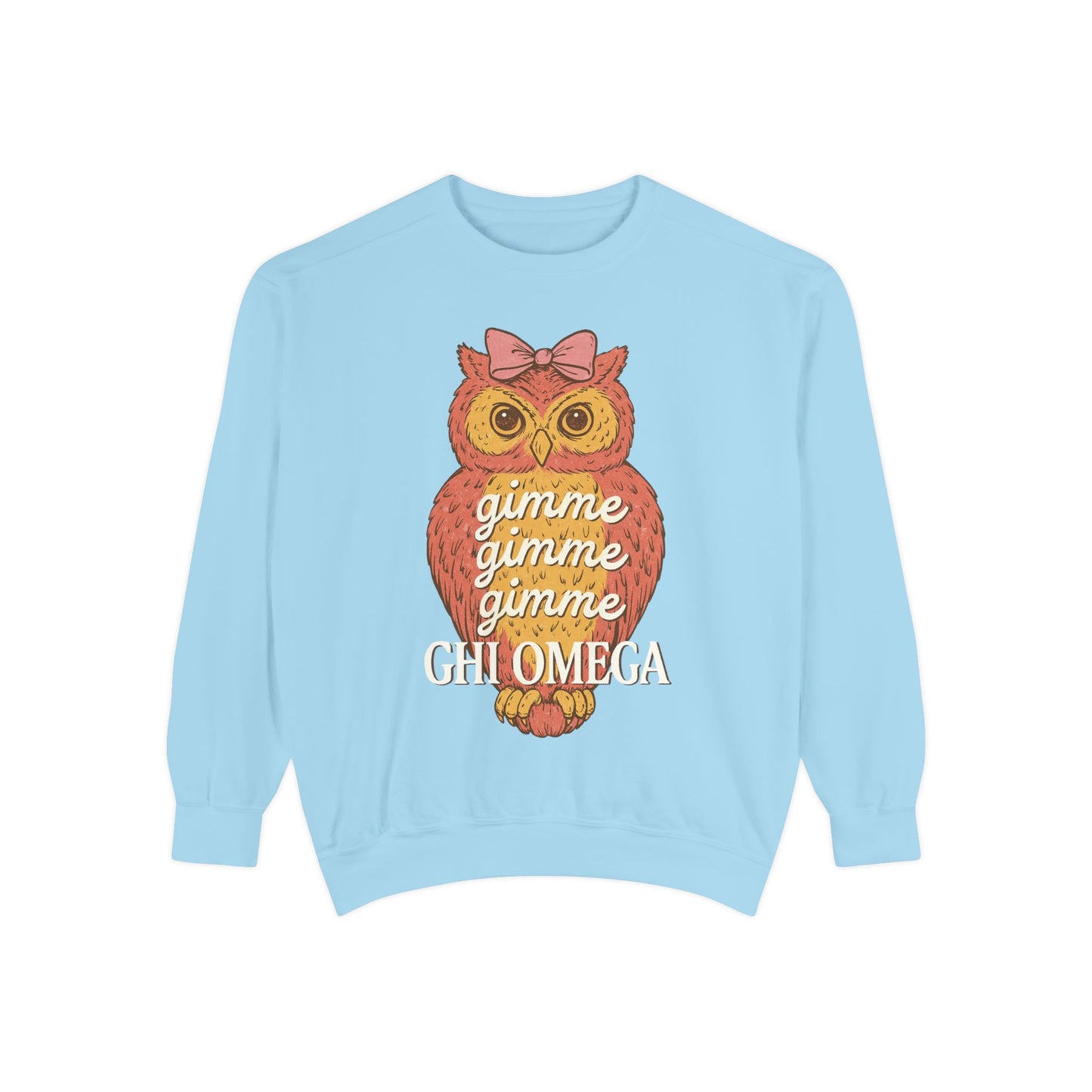 Gimme Gimme Owl Sweatshirt, Unisex Sweatshirt, Sorority Apparel, Cute Owl Design, Cozy Gift, College Sweatshirt