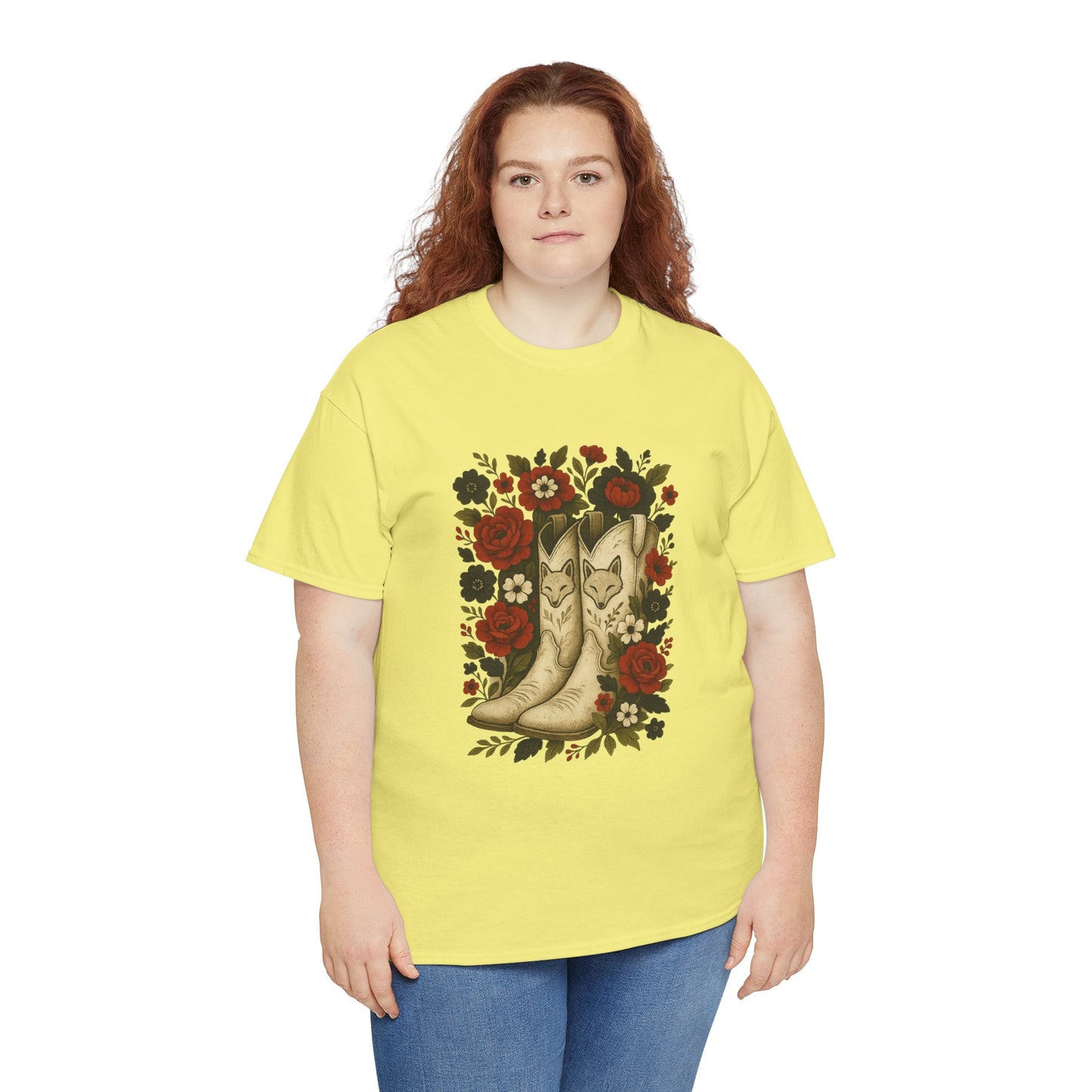 AR State Red Wolves Vintage Floral Cowboy Boots Tee