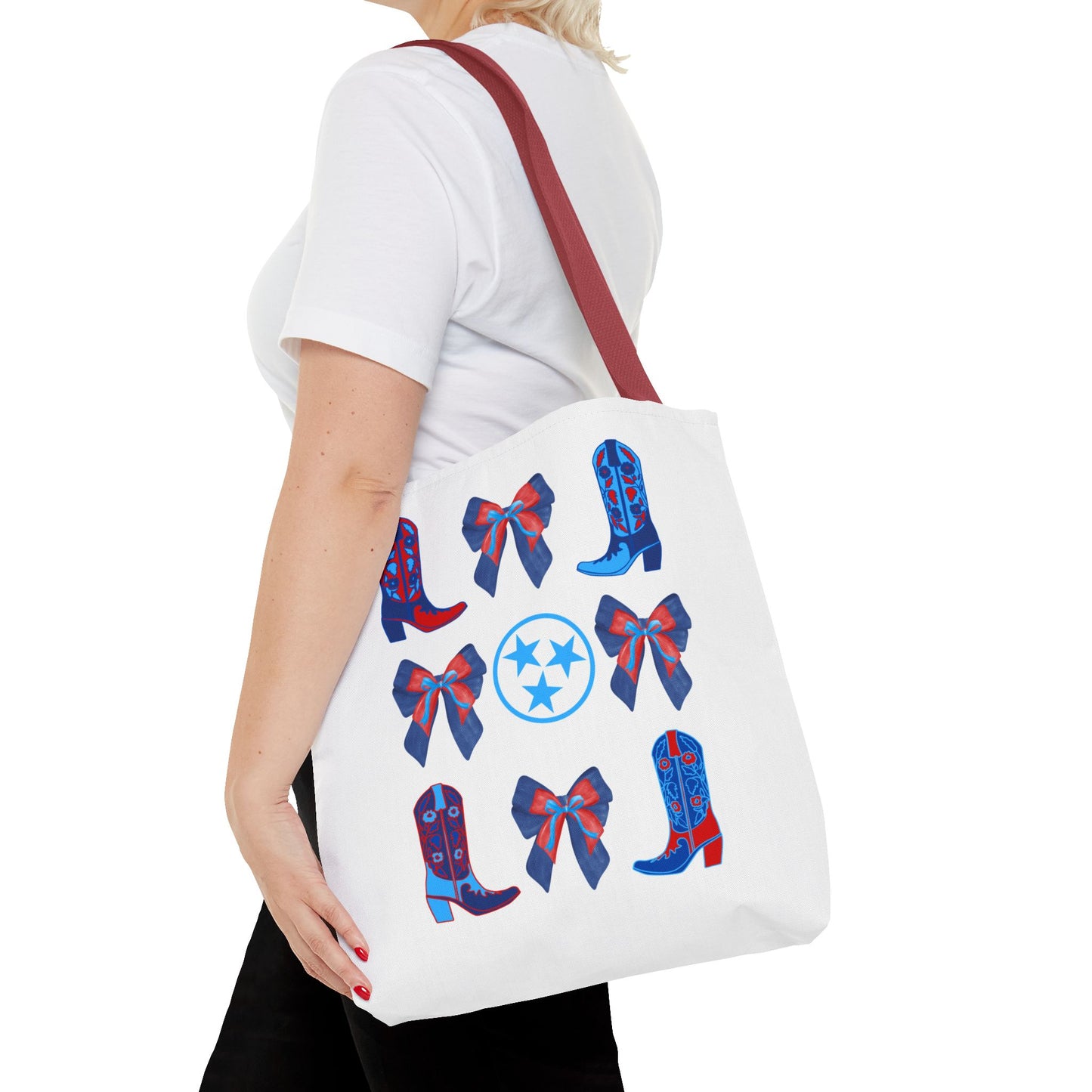 Tote Bag - Tennessee Titans Coquette Bow Design - Titan Up NFL Game Day Gift Nashville TN