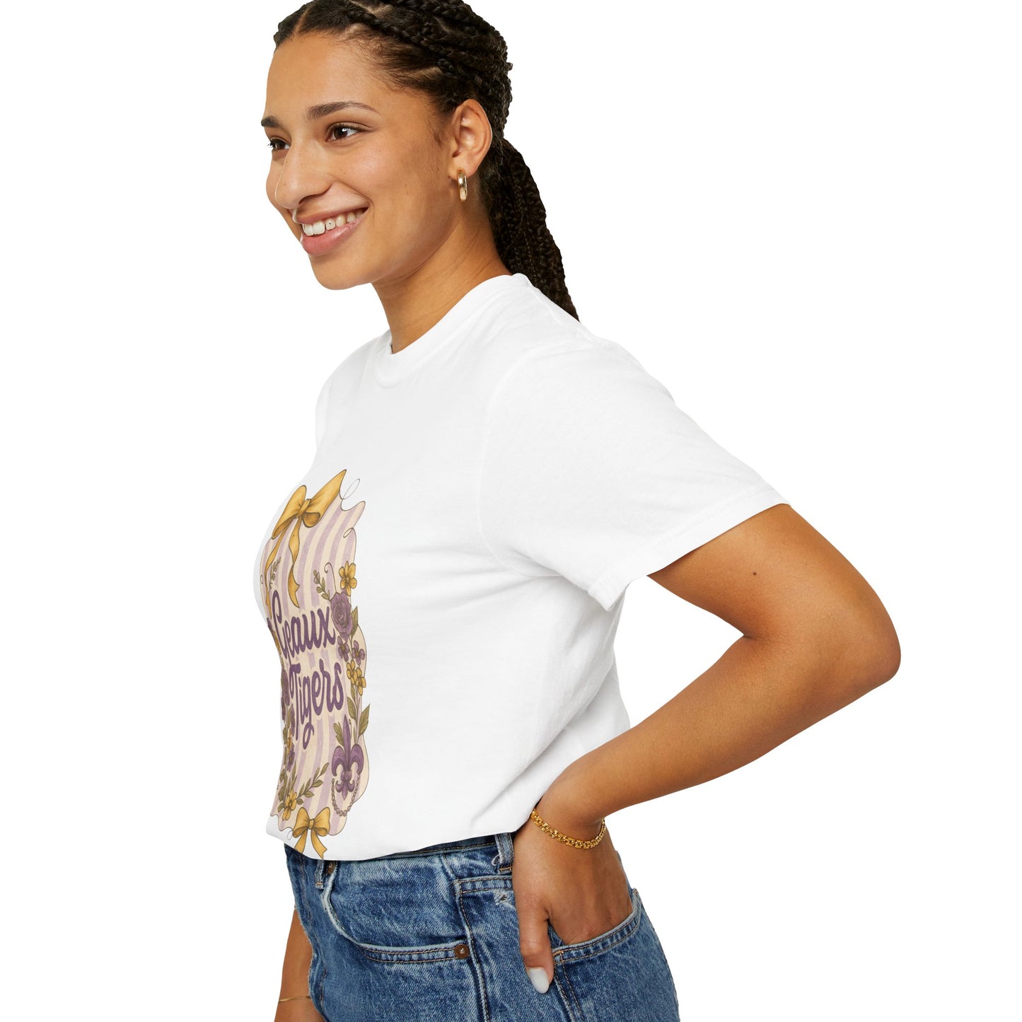 Geaux Tigers Floral T-Shirt, Unisex Casual Tee, Game Day Apparel, Spring Outfit, LSU Fan Gear