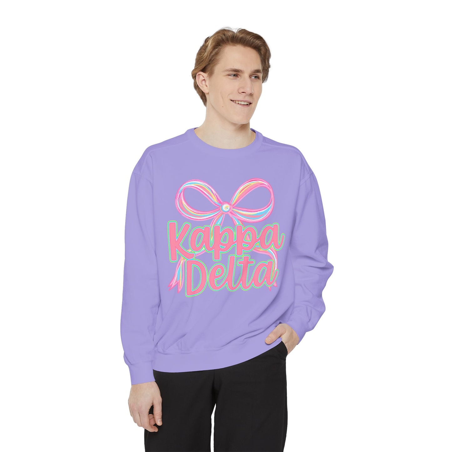 KD Comfort Colors Garment-Dyed Sweatshirt, Sorority Apparel, Cozy Gift, College Sweatshirt, Valentine's Day Gift, Customizable Sweater