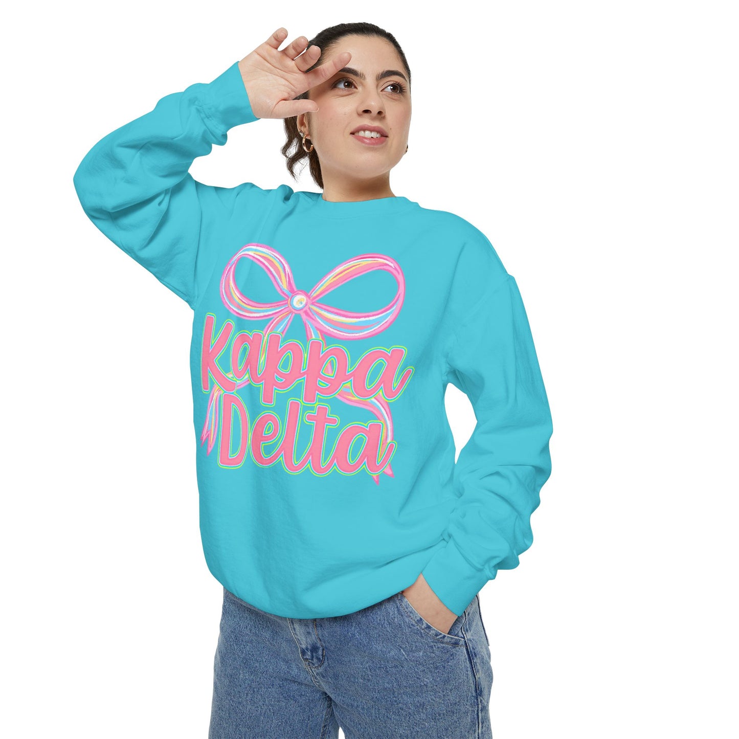 KD Comfort Colors Garment-Dyed Sweatshirt, Sorority Apparel, Cozy Gift, College Sweatshirt, Valentine's Day Gift, Customizable Sweater