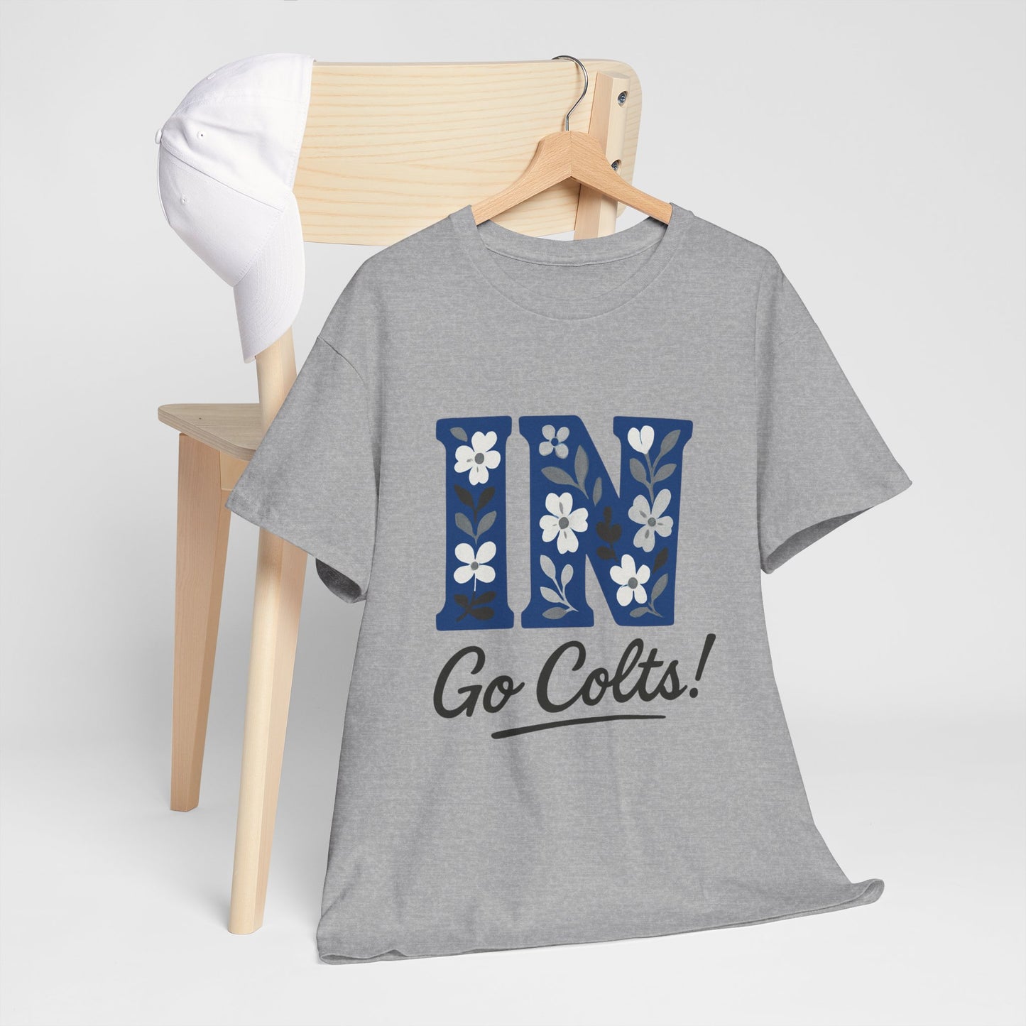 Floral Colts Tee | Unisex Heavy Cotton Tee for Sports Fans, Indiana Pride