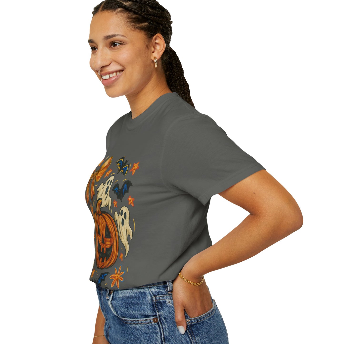 Halloween Ghost & Pumpkin T-shirt, Spooky Season Shirt, Fall Tee, Unisex Halloween Apparel, Ghostly Graphic Tee, Pumpkin Graphic Shirt