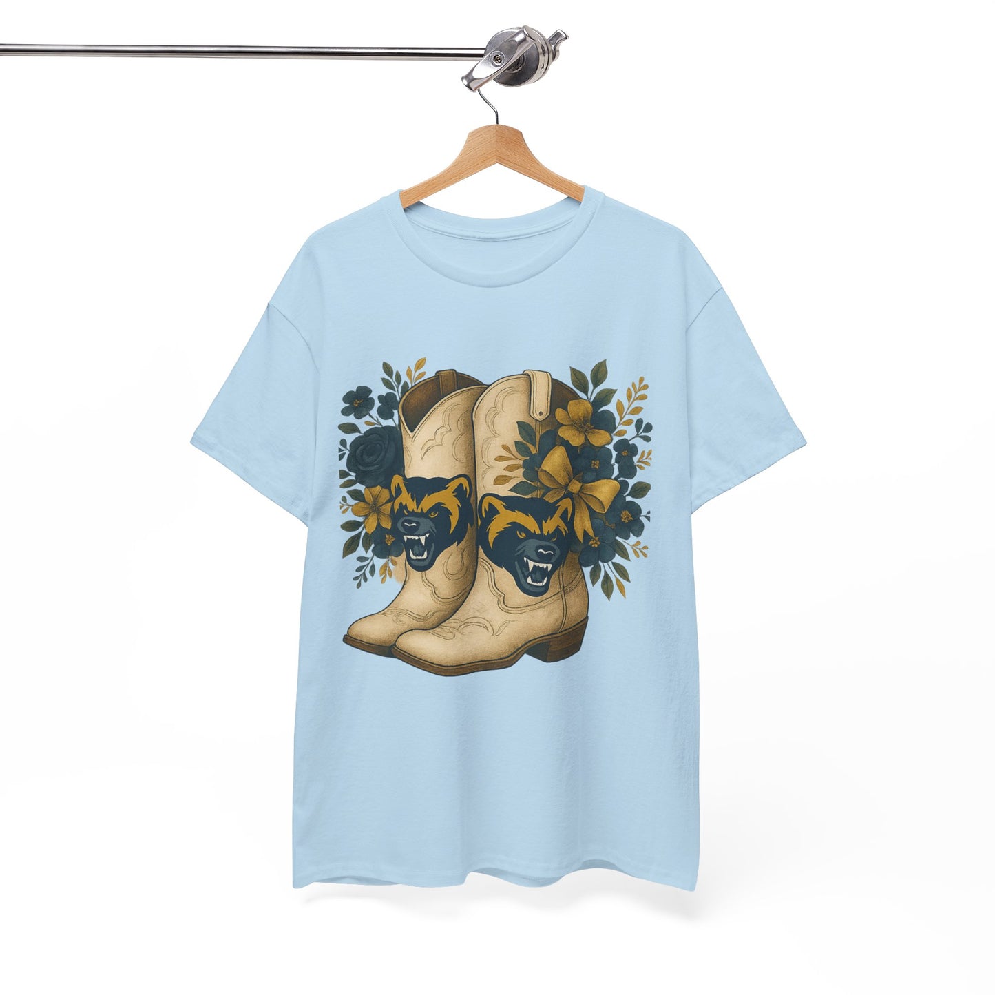 Graphic Tee - Michigan Wolverines Maize and Blue Country Chic Floral Cowboy Boots Vintage Style Shirt