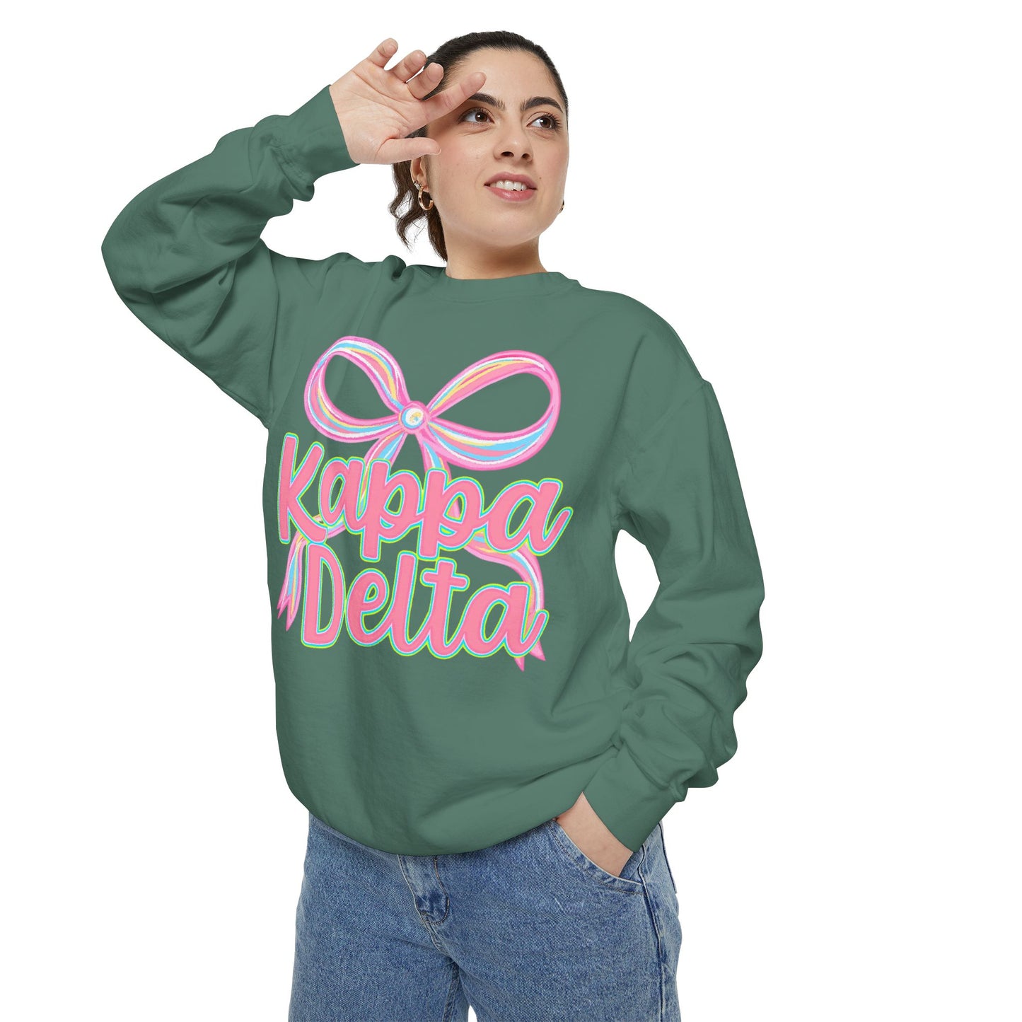 KD Comfort Colors Garment-Dyed Sweatshirt, Sorority Apparel, Cozy Gift, College Sweatshirt, Valentine's Day Gift, Customizable Sweater
