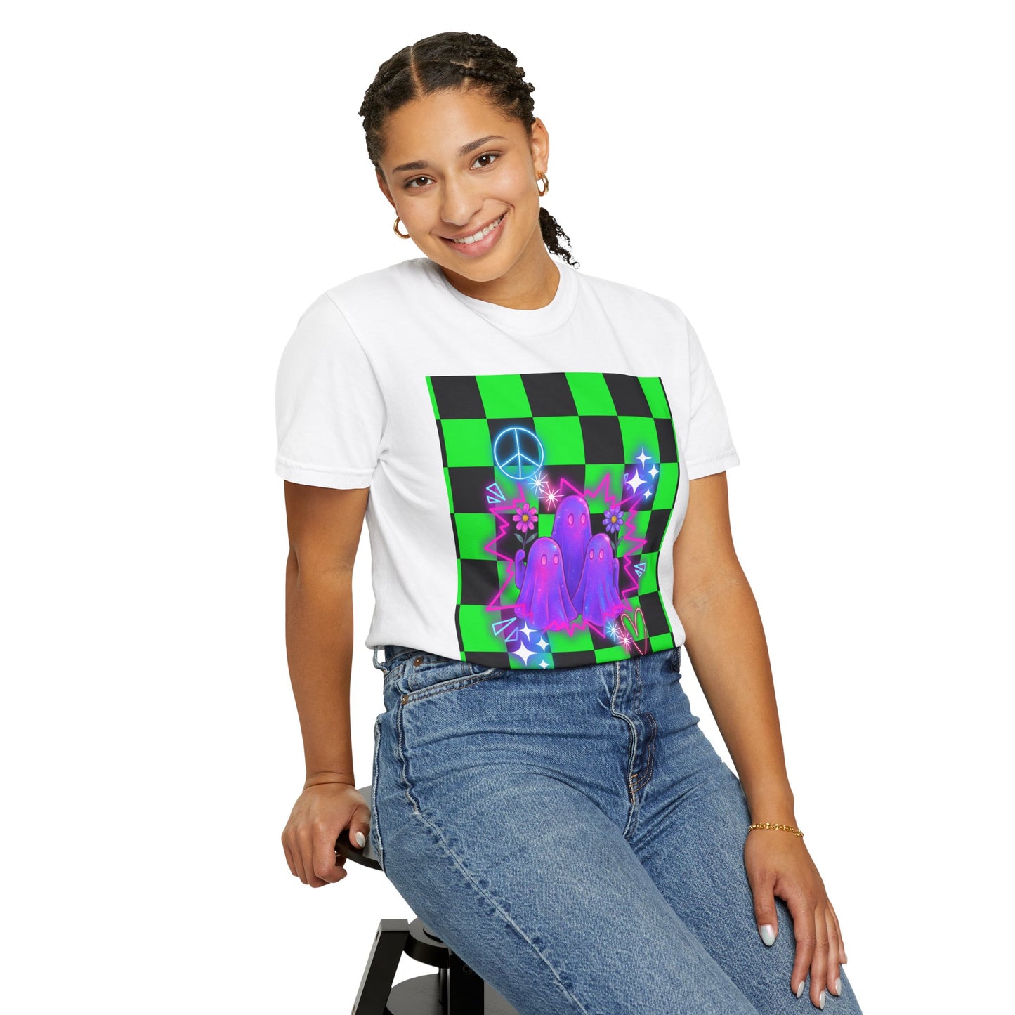 Vibrant Ghost Graphic Tee, Unisex T-shirt, Retro Vibe Shirt, Perfect for Halloween, Party Wear, Casual Style, Unique Gift