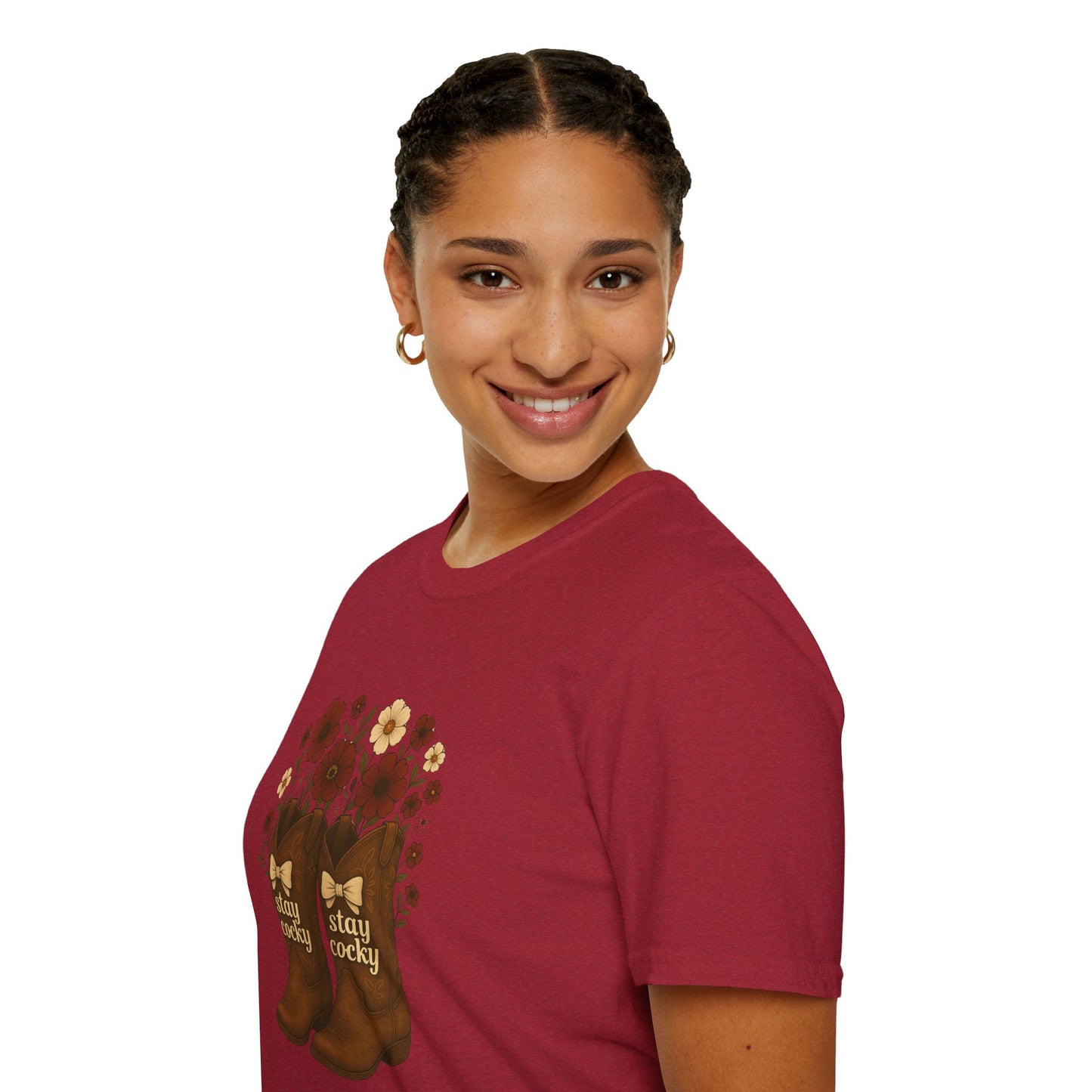 Sc stay cocky coquette t-shirt, Lucky Cowboy Boots T-Shirt, Country Style Tee, Floral Graphic Shirt, Gift for sc fan, go gamecocks, sc game day, graduation gift, college student gift