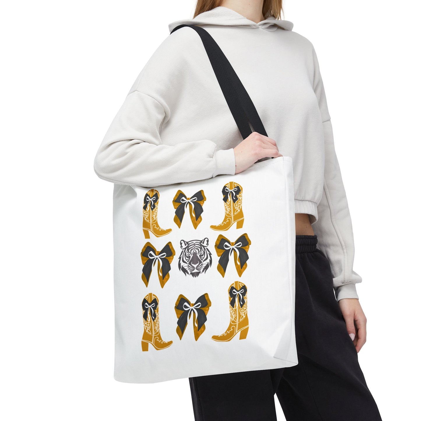 Mizzou tigers tote bag, missouri game day, Stylish Tote Bag with Boots and Tiger Design, missouri fan gift, missouri tigers alumni, graduation gift, mo tigers