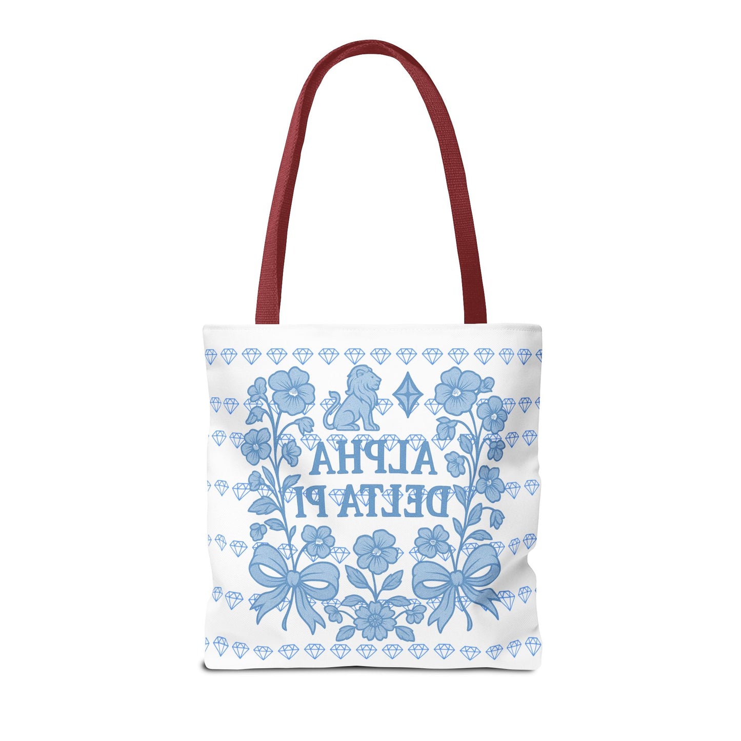 Alpha Delta Pi Floral Tote Bag - Stylish Sorority Accessory, Gift for College Students, Everyday Use, Blue Floral Design, AOP Style