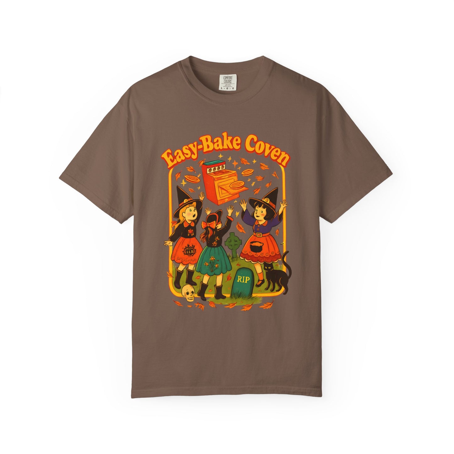 Halloween Witch T-Shirt, Unisex Garment-Dyed Shirt, Easy-Bake Coven Tee, Spooky Season Apparel, Cute Witch Design