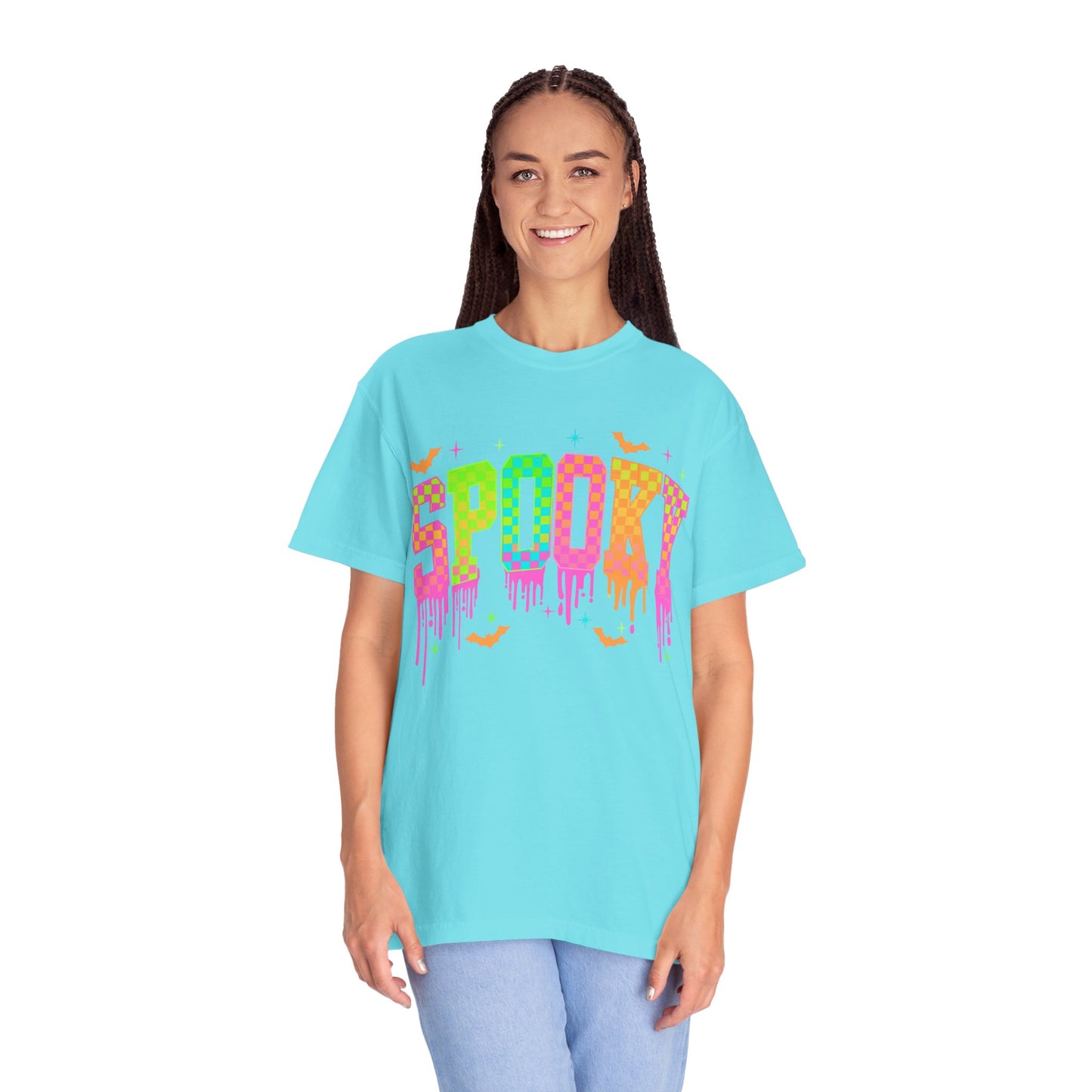 Colorful Neon Checkered Spooky T-Shirt
