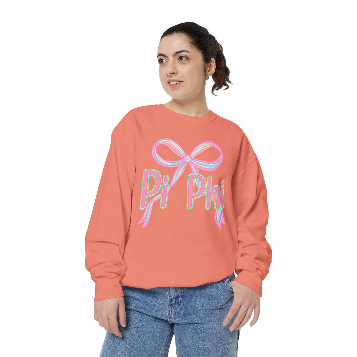 PiPhi Bow Unisex Sweatshirt, Cute Sorority Apparel, Comfortable Sweatshirt, Gift for Sorority Sisters, Soft Fashion Essentials
