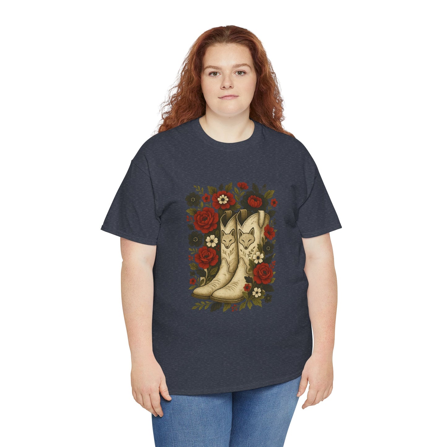 AR State Red Wolves Vintage Floral Cowboy Boots Tee