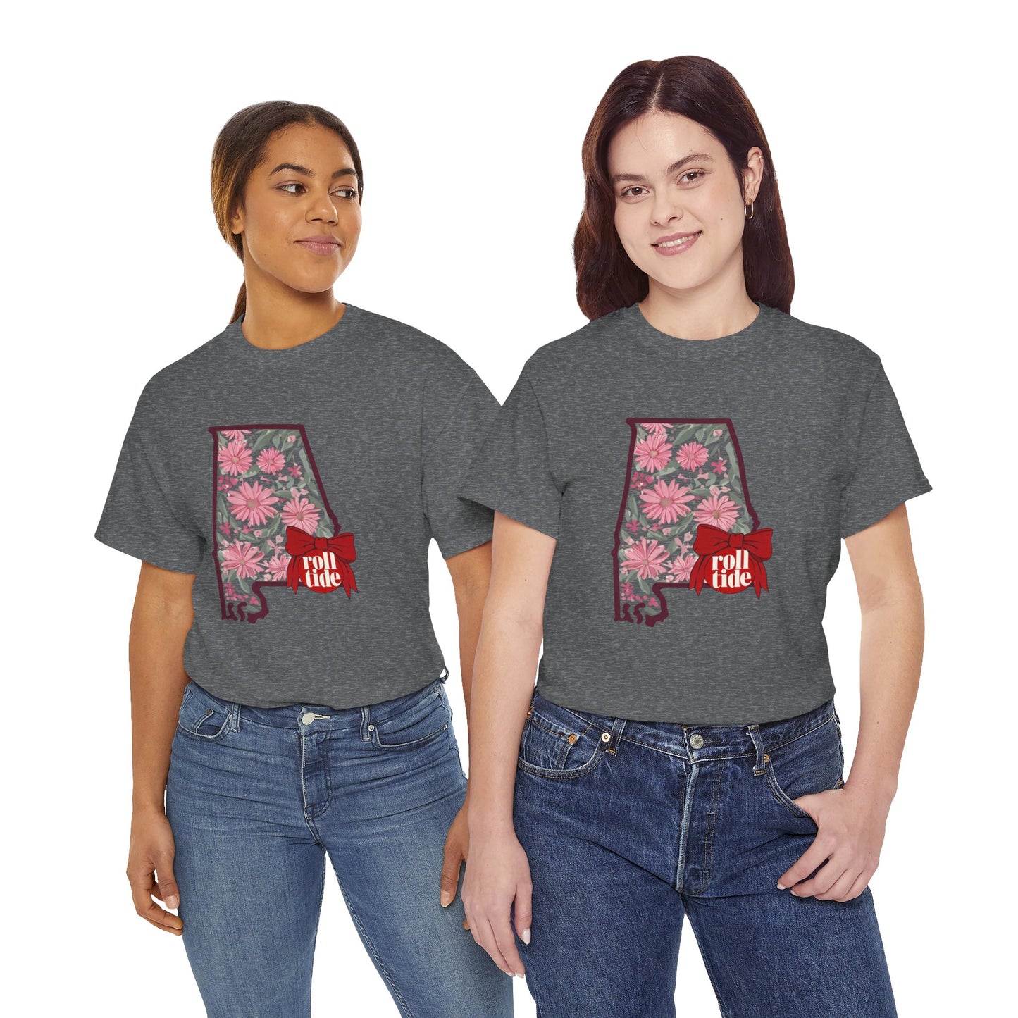 Floral Alabama Tee - Roll Tide Unisex Heavy Cotton T-Shirt, Casual Wear, Game Day Outfit, College Apparel, Southern Pride