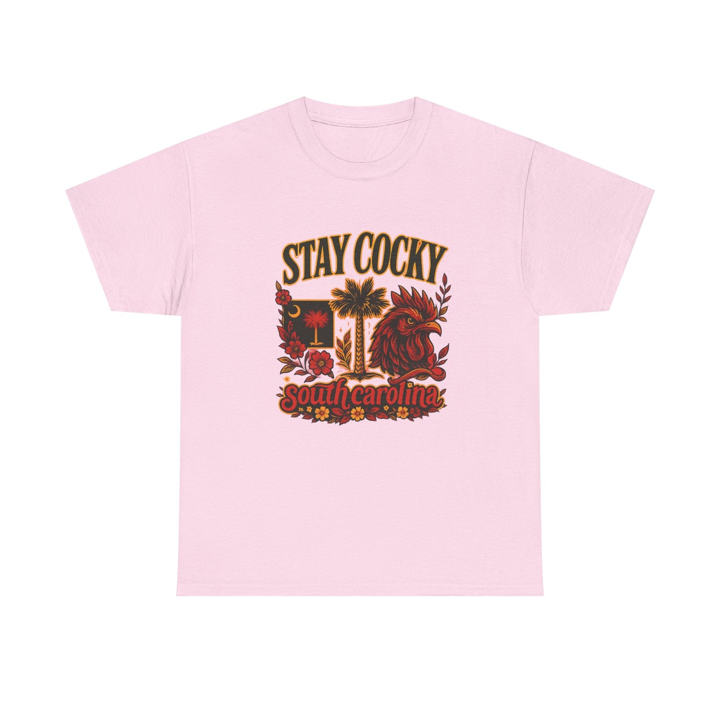Stay Cocky Unisex Heavy Cotton Tee, Casual Graphic Tee, South Carolina Pride Shirt, Fun Vacation Wear, Perfect Gift for Gamecocks Fans