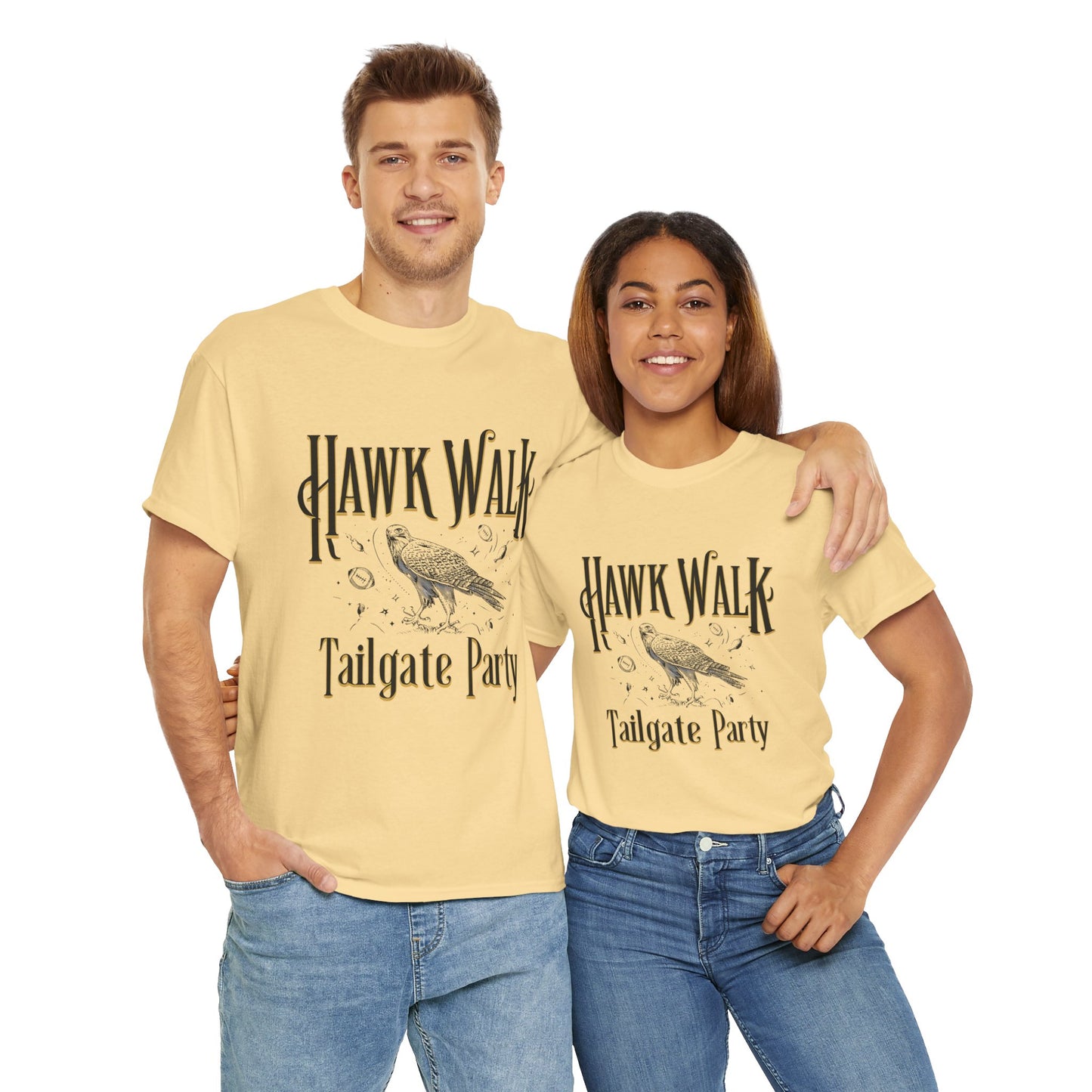 Hawk Walk Tailgate Tee, Unisex Cotton Shirt, Outdoor Event T-Shirt, Festival Wear, Bird Lover Gift, Sports Gathering Apparel