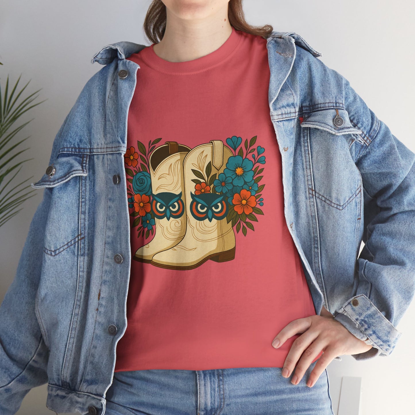 Floral Cowboy Boots Tee, Perfect for Country Music Lovers, Western Style Gift, Casual Outfit, Boho Fashion, Farmhouse Decor