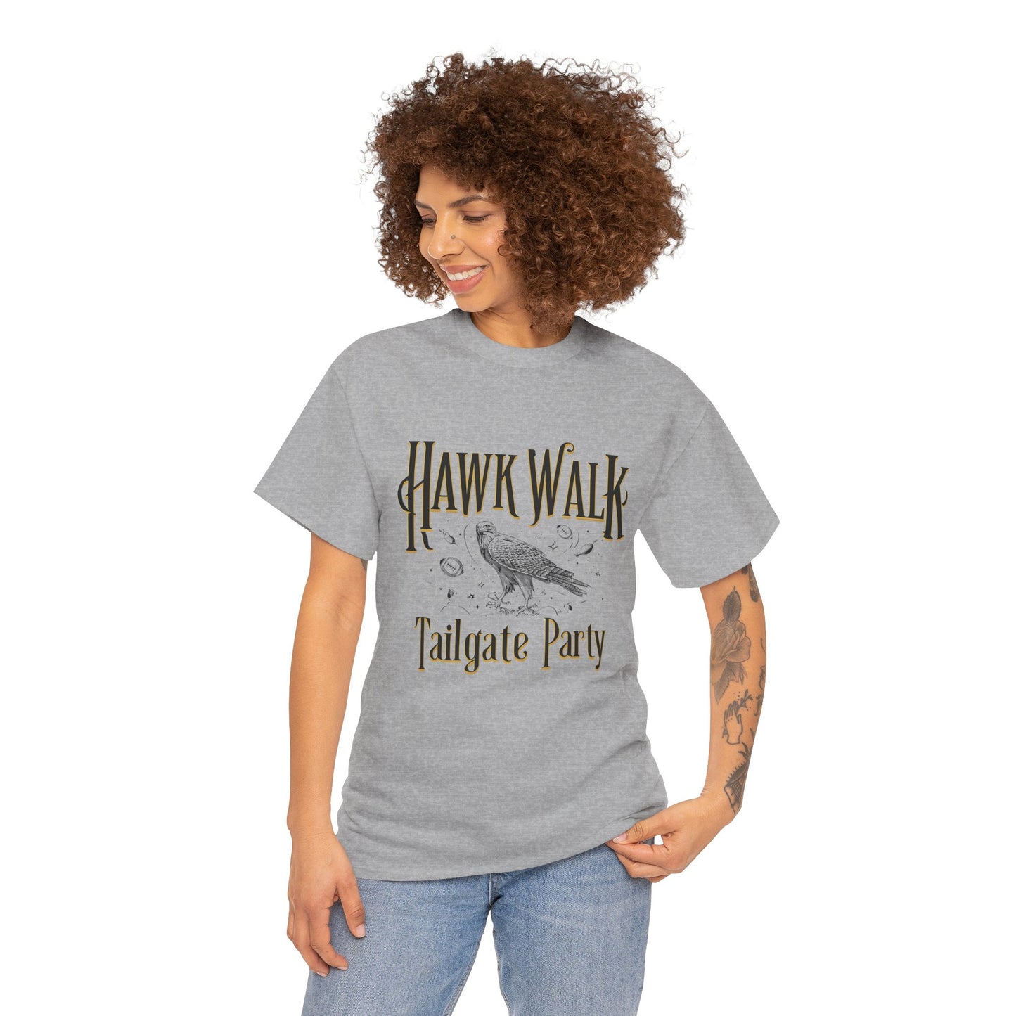 Hawk Walk Tailgate Tee, Unisex Cotton Shirt, Outdoor Event T-Shirt, Festival Wear, Bird Lover Gift, Sports Gathering Apparel