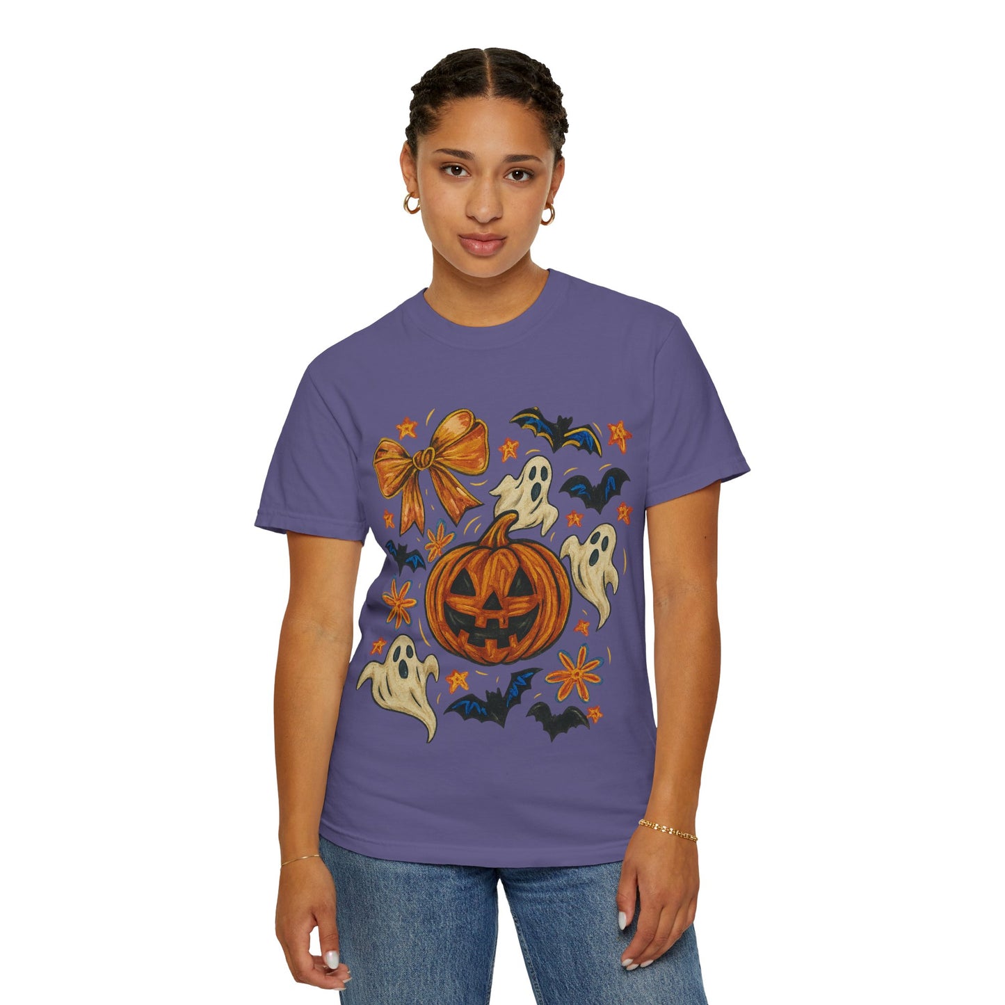 Halloween Ghost & Pumpkin T-shirt, Spooky Season Shirt, Fall Tee, Unisex Halloween Apparel, Ghostly Graphic Tee, Pumpkin Graphic Shirt