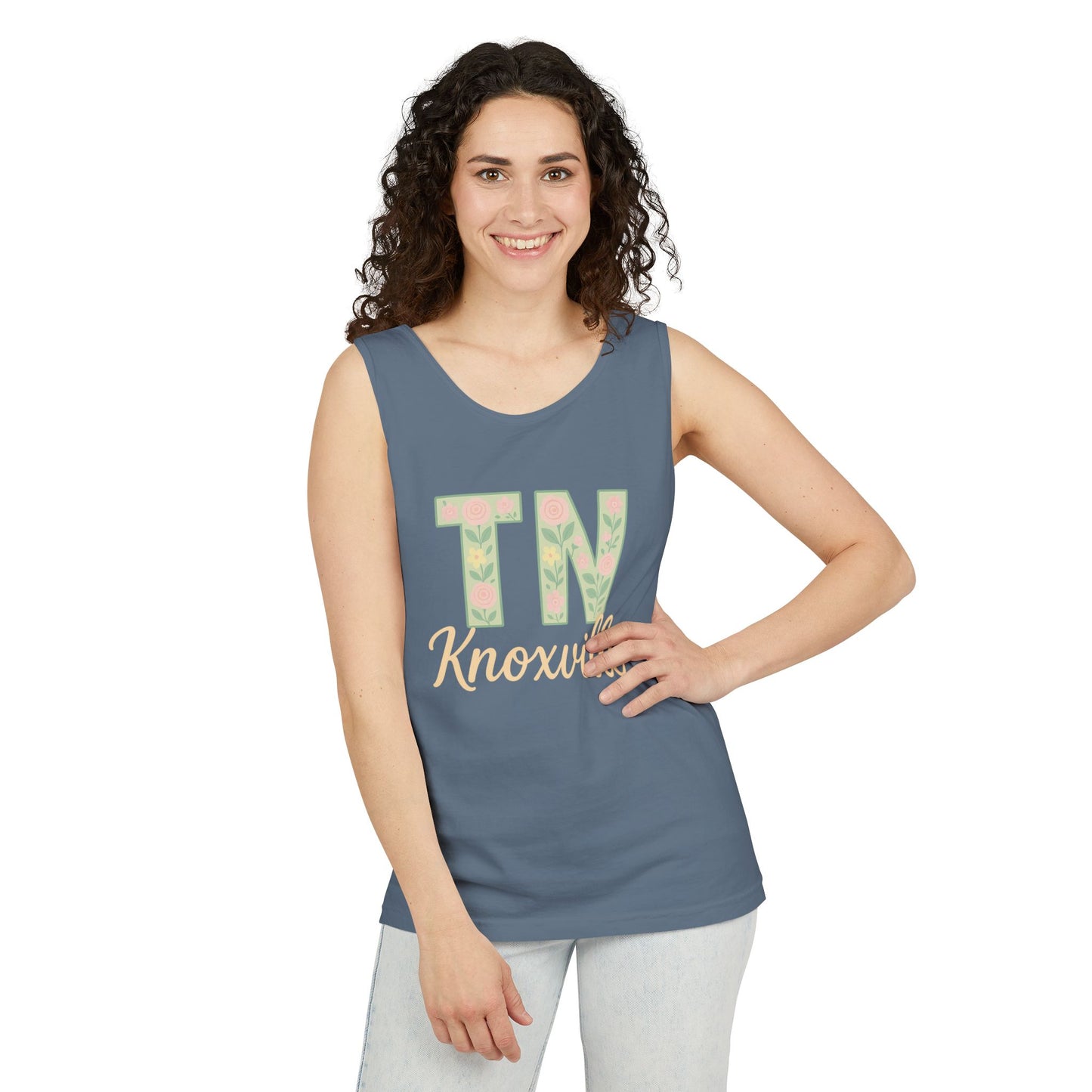 Tennessee Floral Tank Top, Unisex Sleeveless Shirt, Summer Tee, Casual Wear, Gift for Her, Comfort Colors, Graduation Gift, Rocky Top