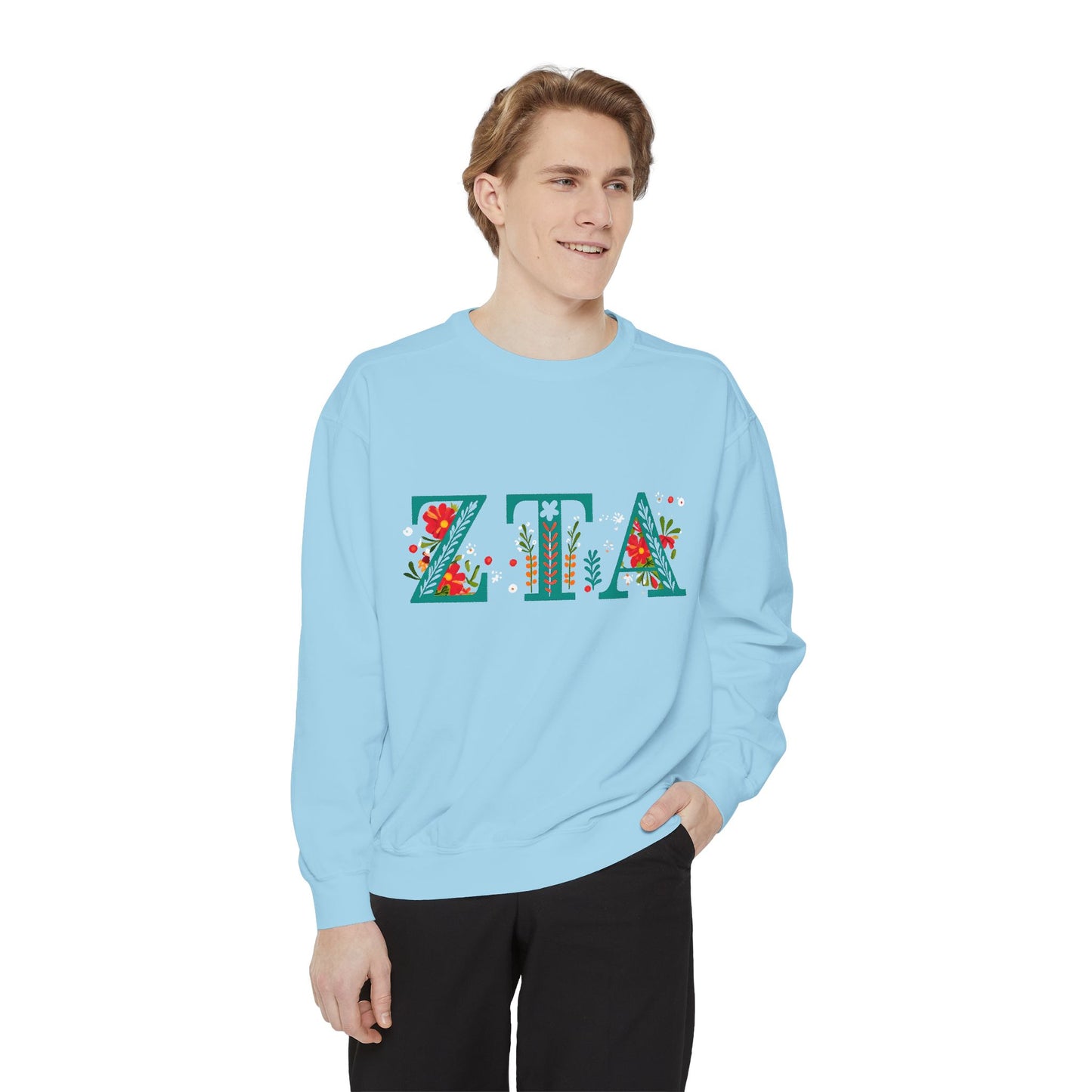 Floral ZTA Unisex Sweatshirt - Cozy Sweater for Sorority Sisters, Perfect Gift, Casual Wear, Spring Outfits, College Apparel