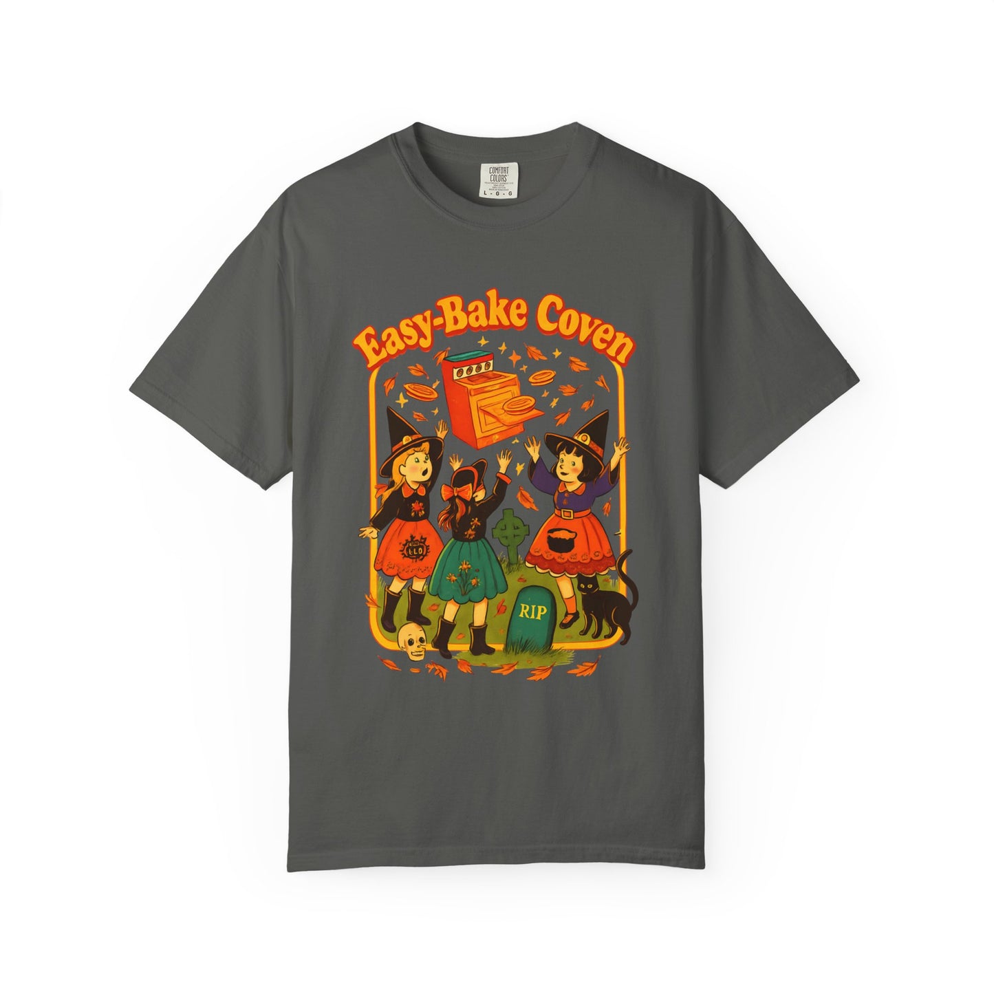 Halloween Witch T-Shirt, Unisex Garment-Dyed Shirt, Easy-Bake Coven Tee, Spooky Season Apparel, Cute Witch Design