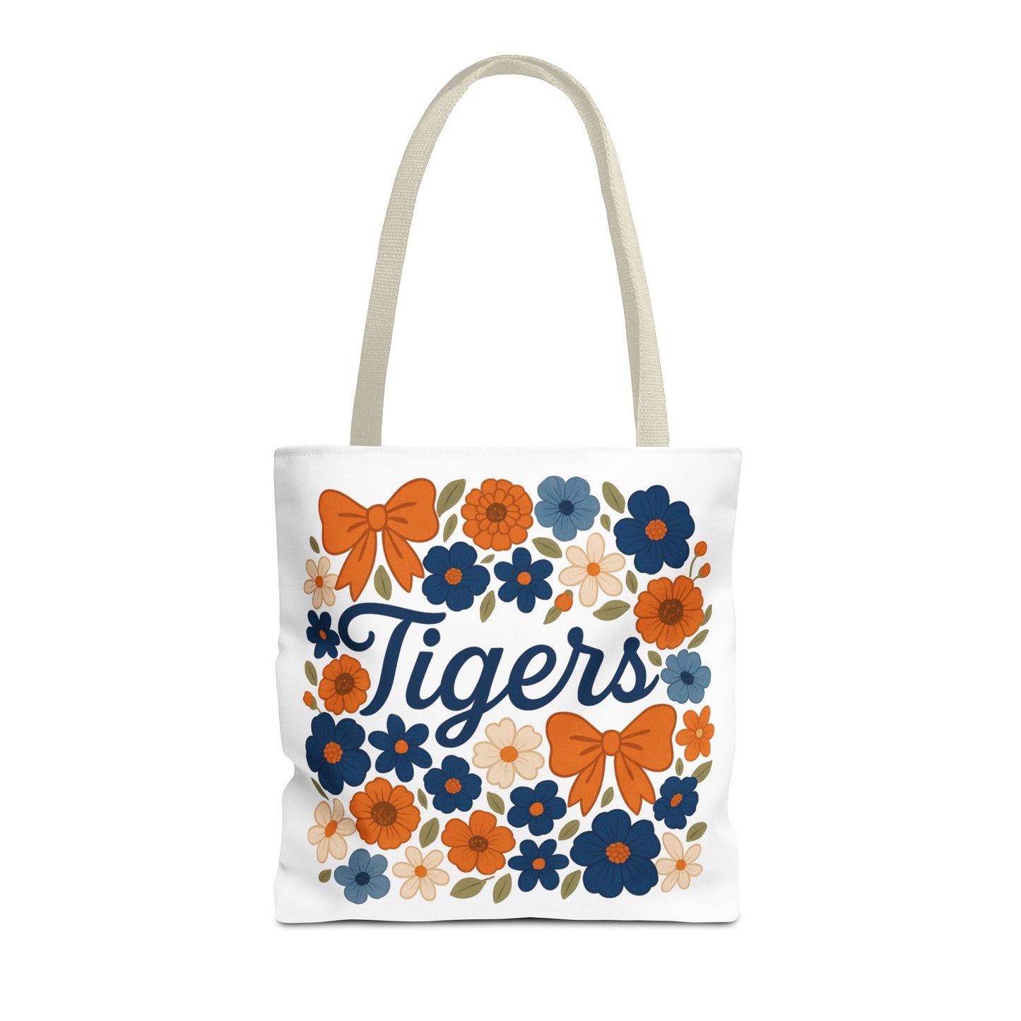 Floral Tiger Tote Bag, Cute Shopping Bag, Reusable Grocery Tote, Gift for Students, Eco-friendly Handbag, Graduation Gift, Alumni Gift