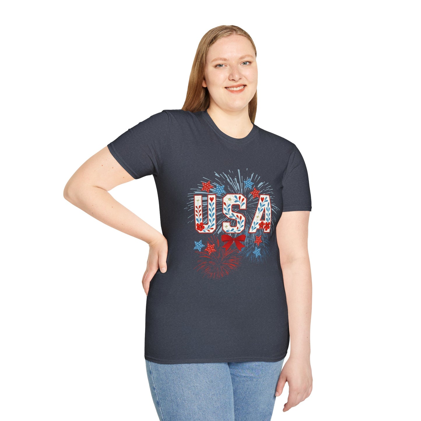 Patriotic USA Fireworks T-Shirt, 4th of July Tee, Unisex Graphic Shirt, Independence Day Apparel, Stars and Stripes Clothing