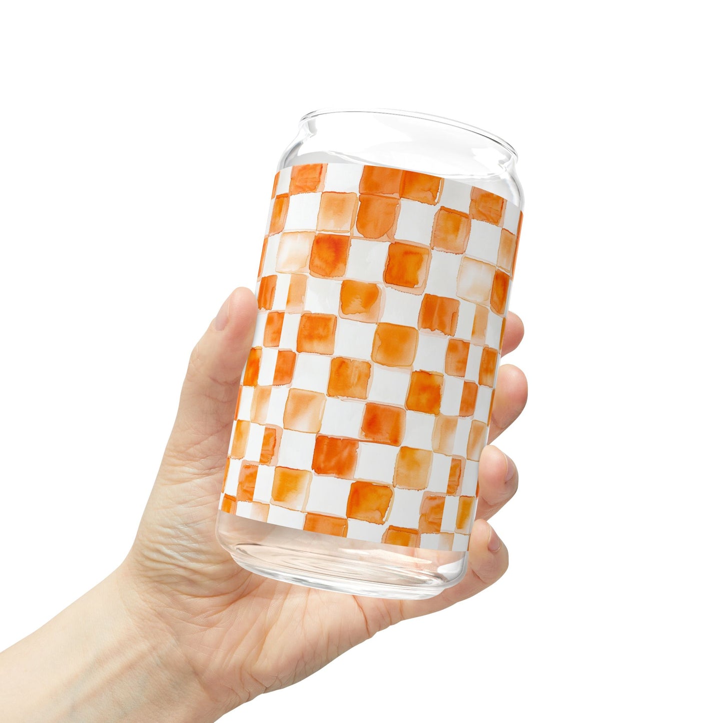 Tennessee Checkered 16oz Sipper Glass, Tennessee Checkered Chic - Stylish Drinkware for Home, Parties, Gifts