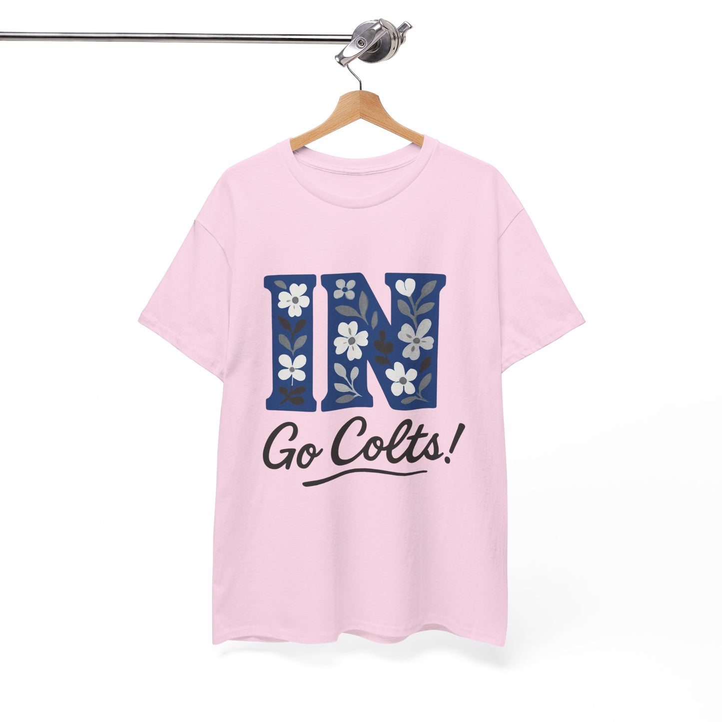 Floral Colts Tee | Unisex Heavy Cotton Tee for Sports Fans, Indiana Pride