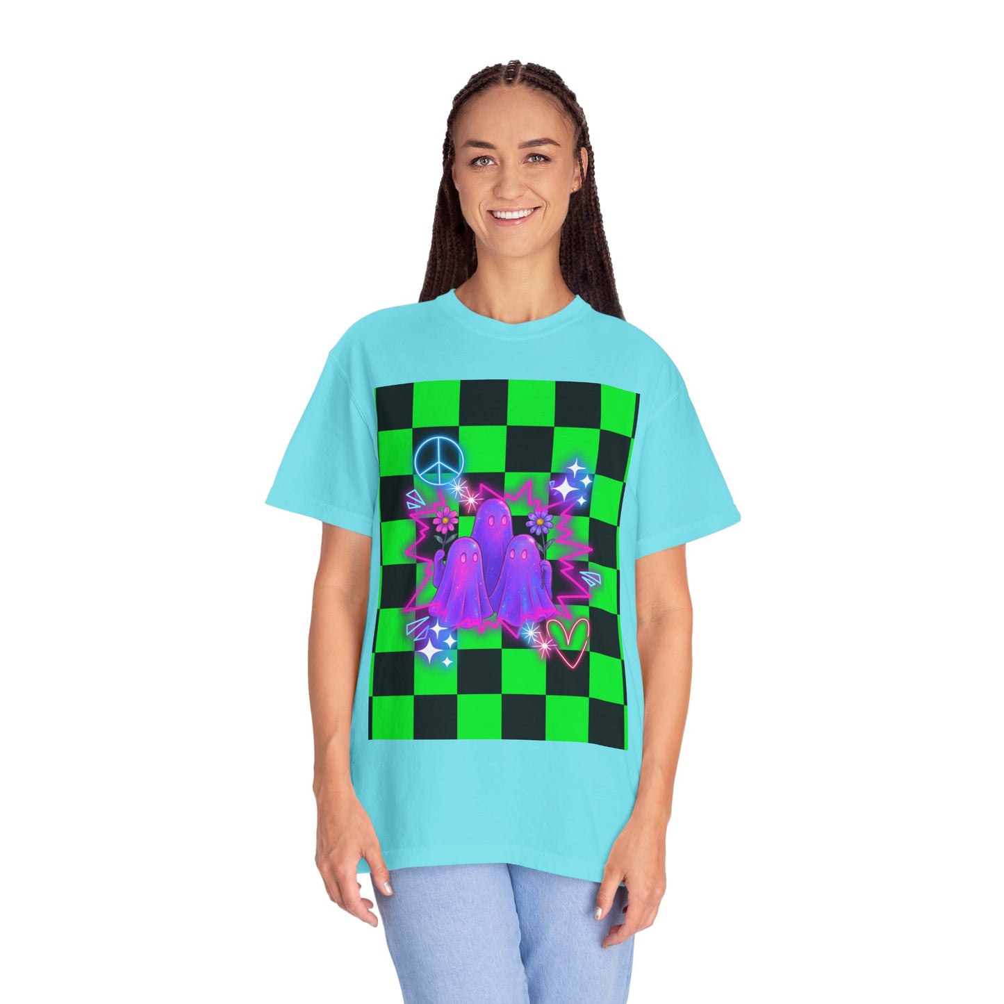 Vibrant Ghost Graphic Tee, Unisex T-shirt, Retro Vibe Shirt, Perfect for Halloween, Party Wear, Casual Style, Unique Gift