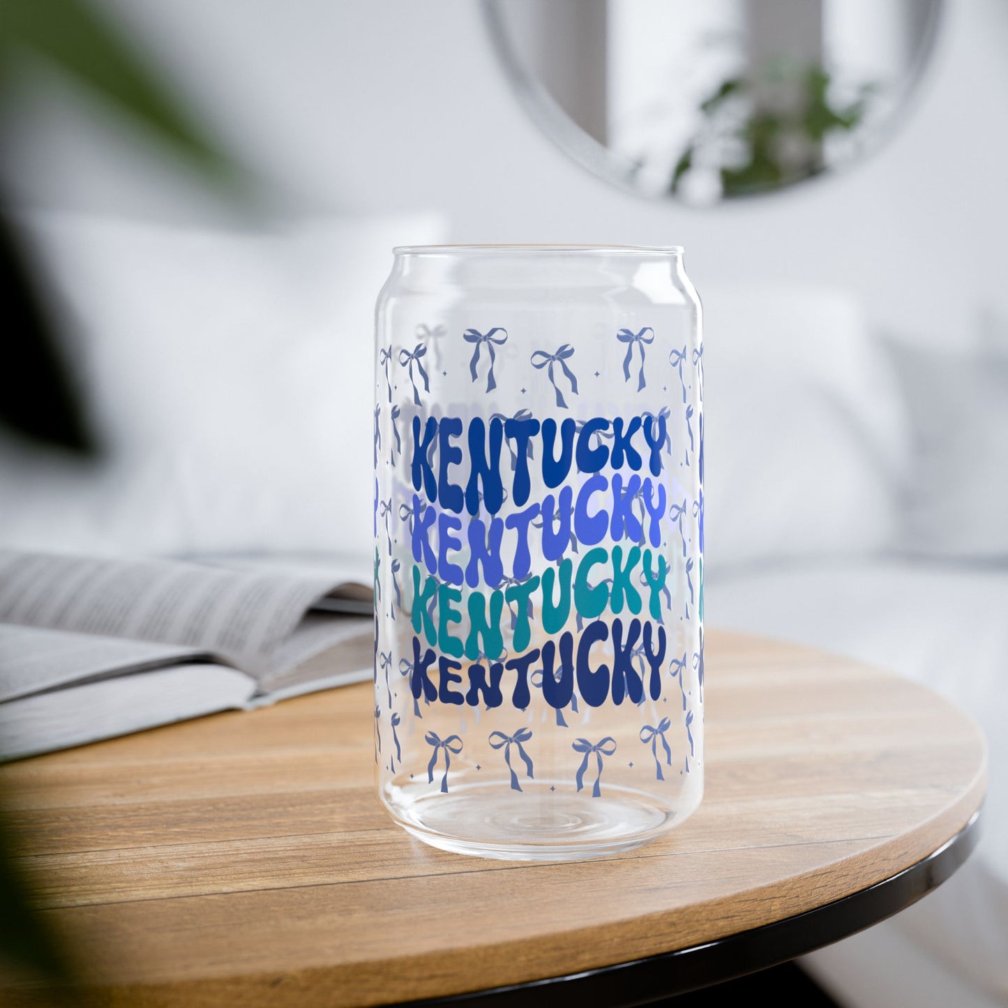 Coquette Bow Kentucky Sipper Glass, Eco-Friendly Drinkware for Summer Parties, kentucky Gifts, Personalized Beverage Container, UK cats fan gift, graduation gift