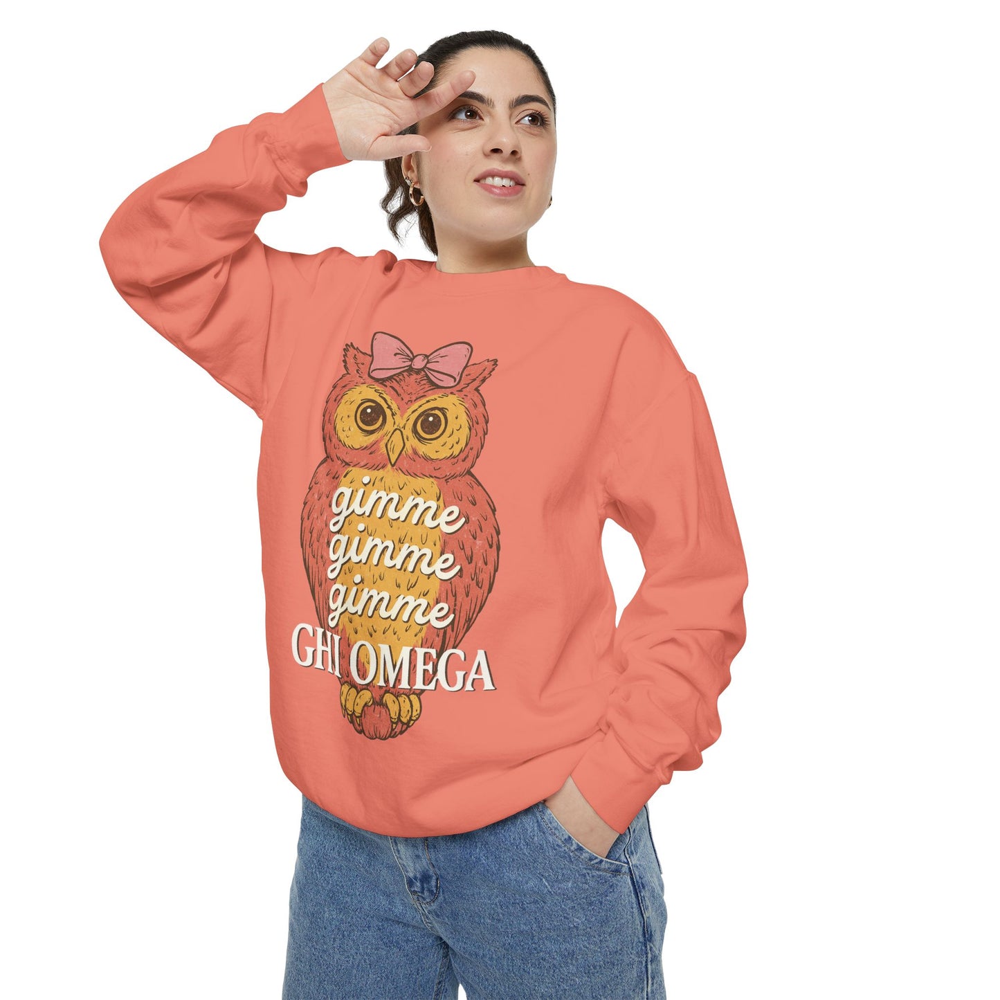 Gimme Gimme Owl Sweatshirt, Unisex Sweatshirt, Sorority Apparel, Cute Owl Design, Cozy Gift, College Sweatshirt