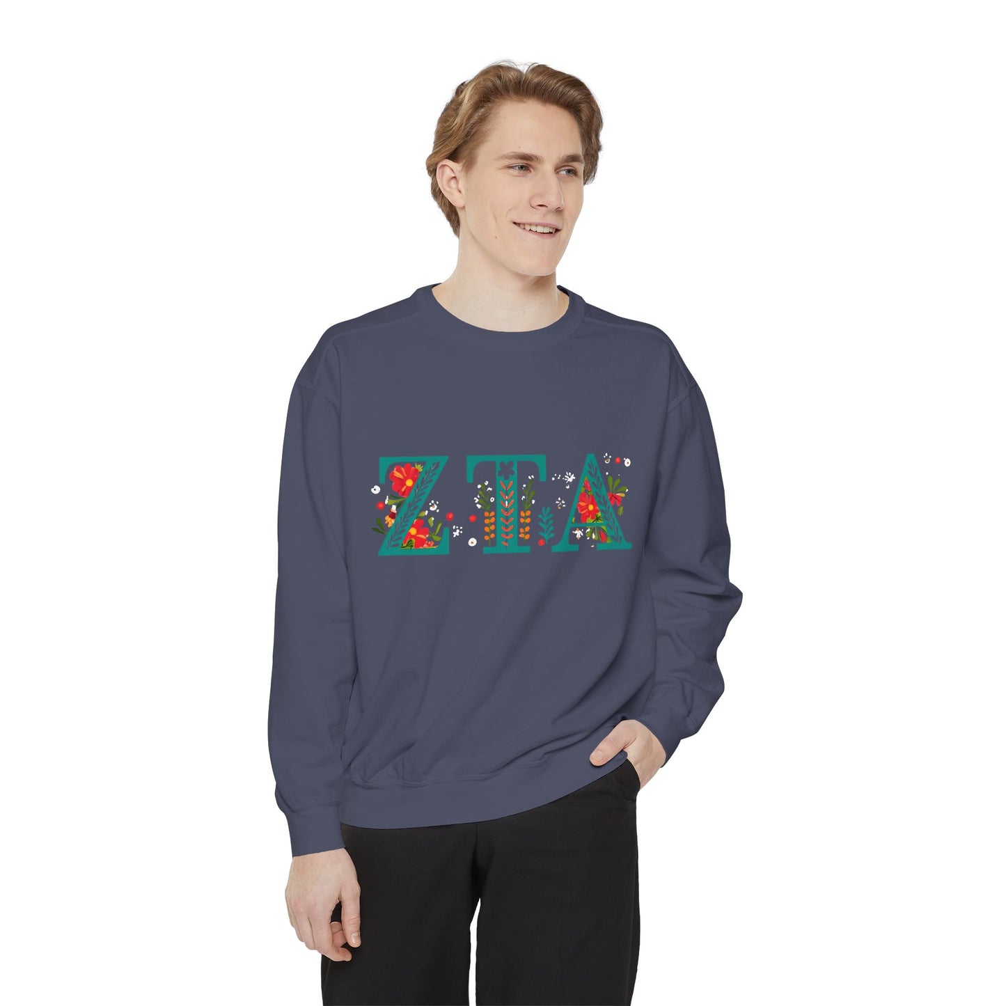 Floral ZTA Unisex Sweatshirt - Cozy Sweater for Sorority Sisters, Perfect Gift, Casual Wear, Spring Outfits, College Apparel