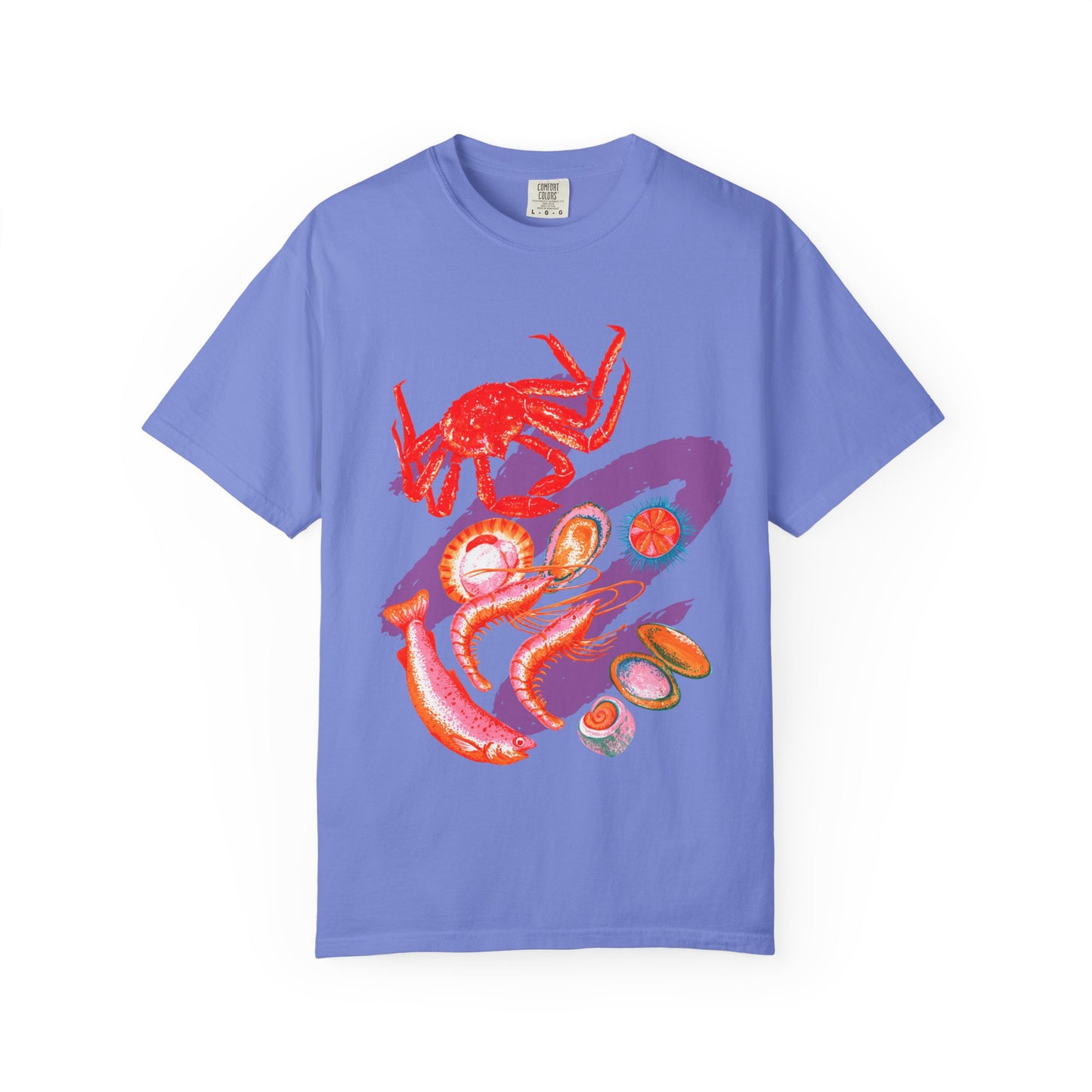 Comfort Colors Vibrant Seafood T-Shirt, French Coastal Tee, Distressed Shirt, Oversized Coquette Aesthetic, Nautical Style