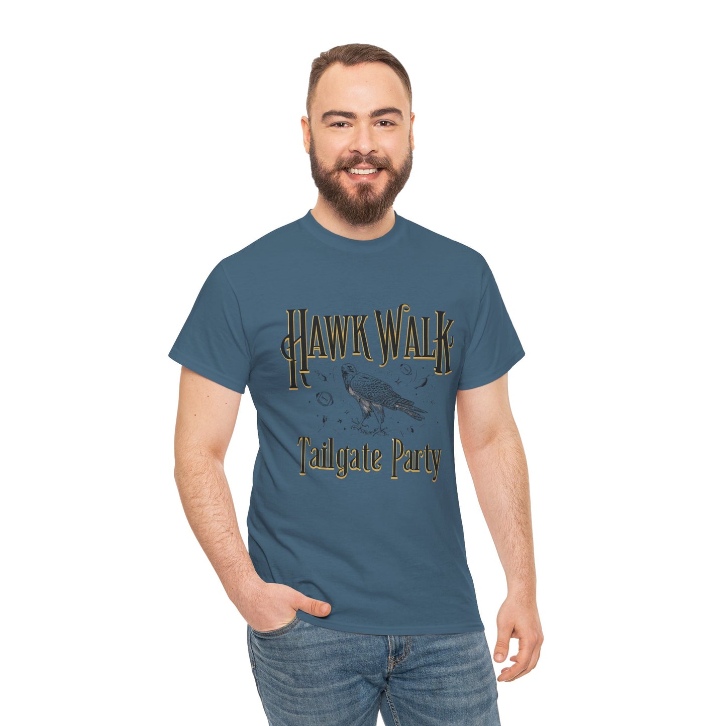 Hawk Walk Tailgate Tee, Unisex Cotton Shirt, Outdoor Event T-Shirt, Festival Wear, Bird Lover Gift, Sports Gathering Apparel