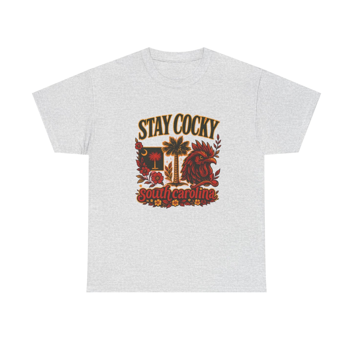 Stay Cocky Unisex Heavy Cotton Tee, Casual Graphic Tee, South Carolina Pride Shirt, Fun Vacation Wear, Perfect Gift for Gamecocks Fans