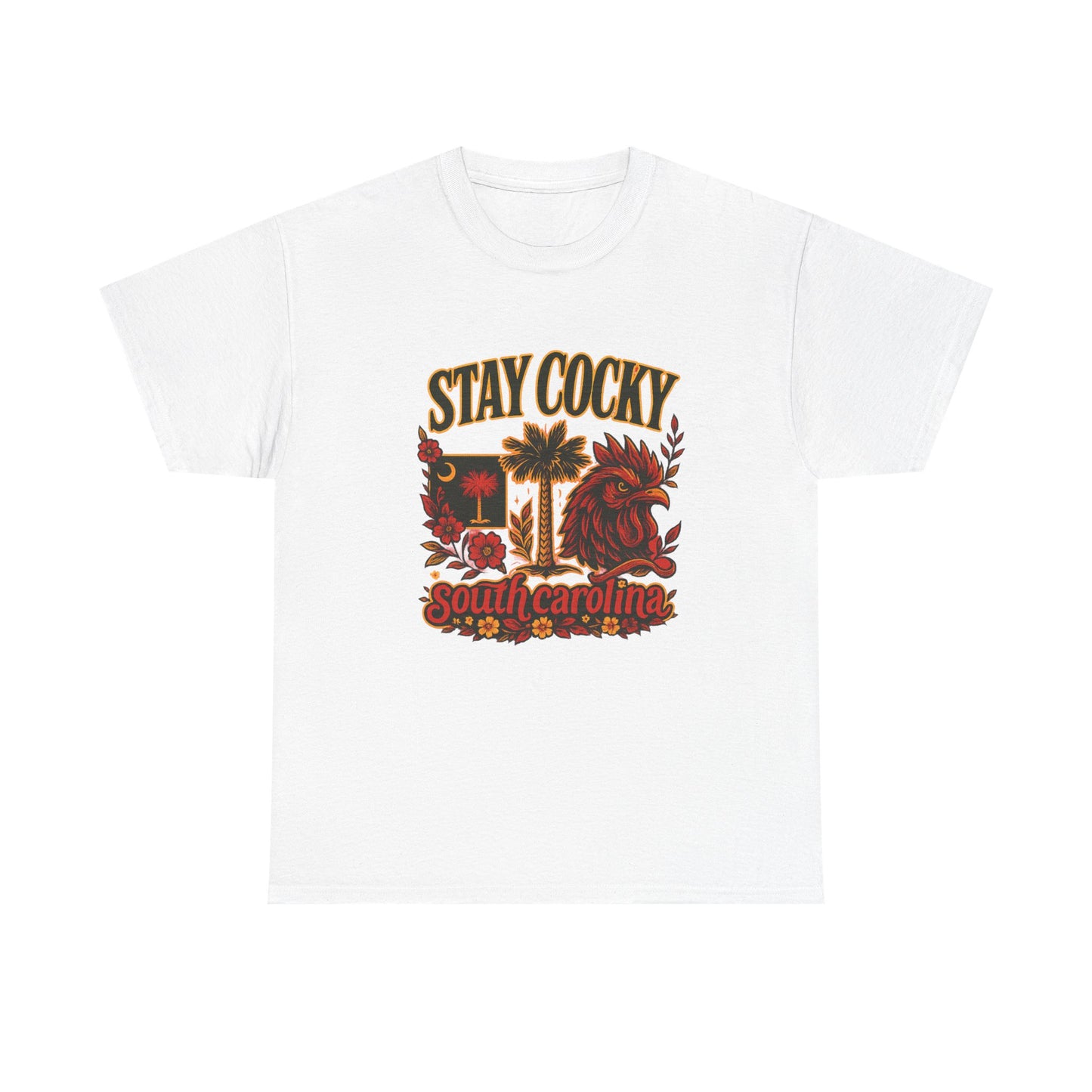 Stay Cocky Unisex Heavy Cotton Tee, Casual Graphic Tee, South Carolina Pride Shirt, Fun Vacation Wear, Perfect Gift for Gamecocks Fans