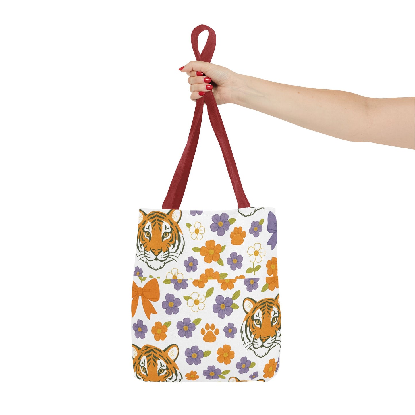 Whimsical Tiger Floral Tote Bag - Clemson Fan Gift, Graduation Gift, Alumni Gift, Cute Eco-Friendly Shopping Bag, Beach Bag, Gift for Animal Lovers, Spring & Summer Accessory