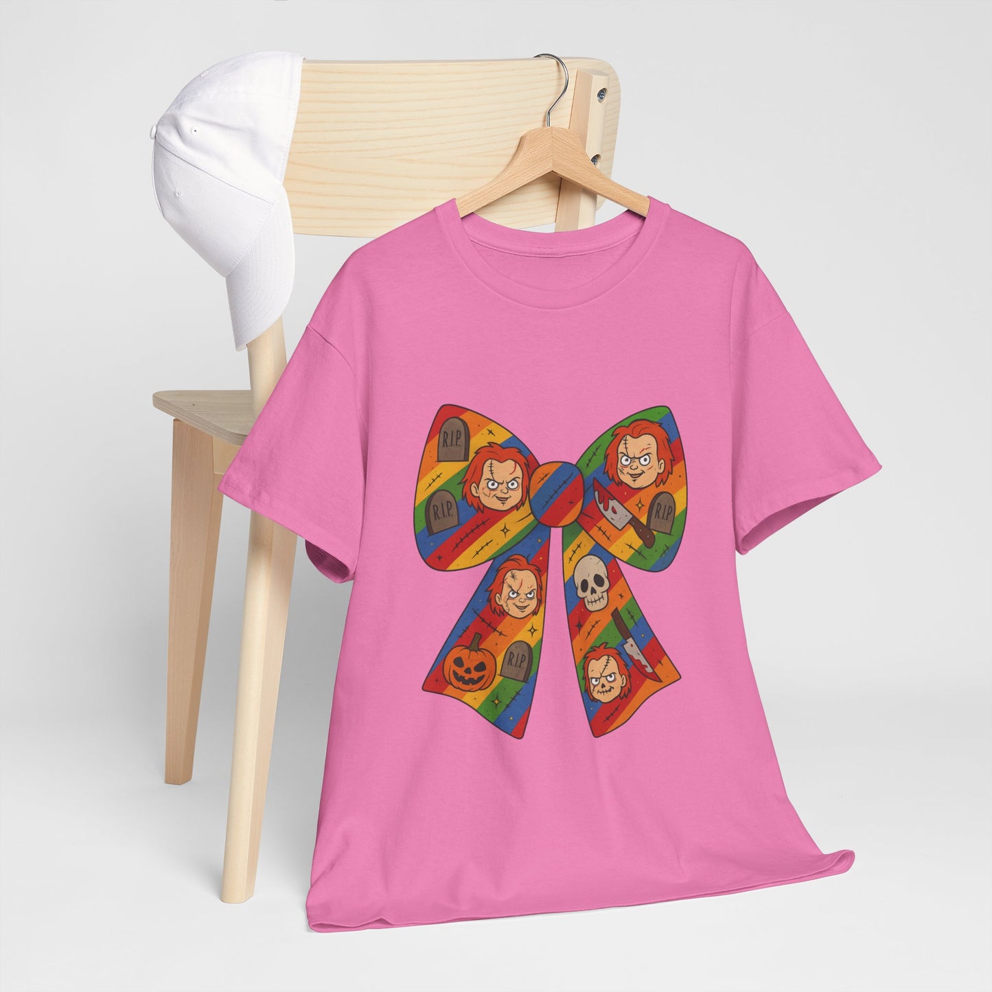 Colorful Halloween Bow Tee, Fun Costume T-Shirt, Halloween Party Shirt, Unisex Graphic Tee, Cozy Everyday Wear, Unique Gift Idea