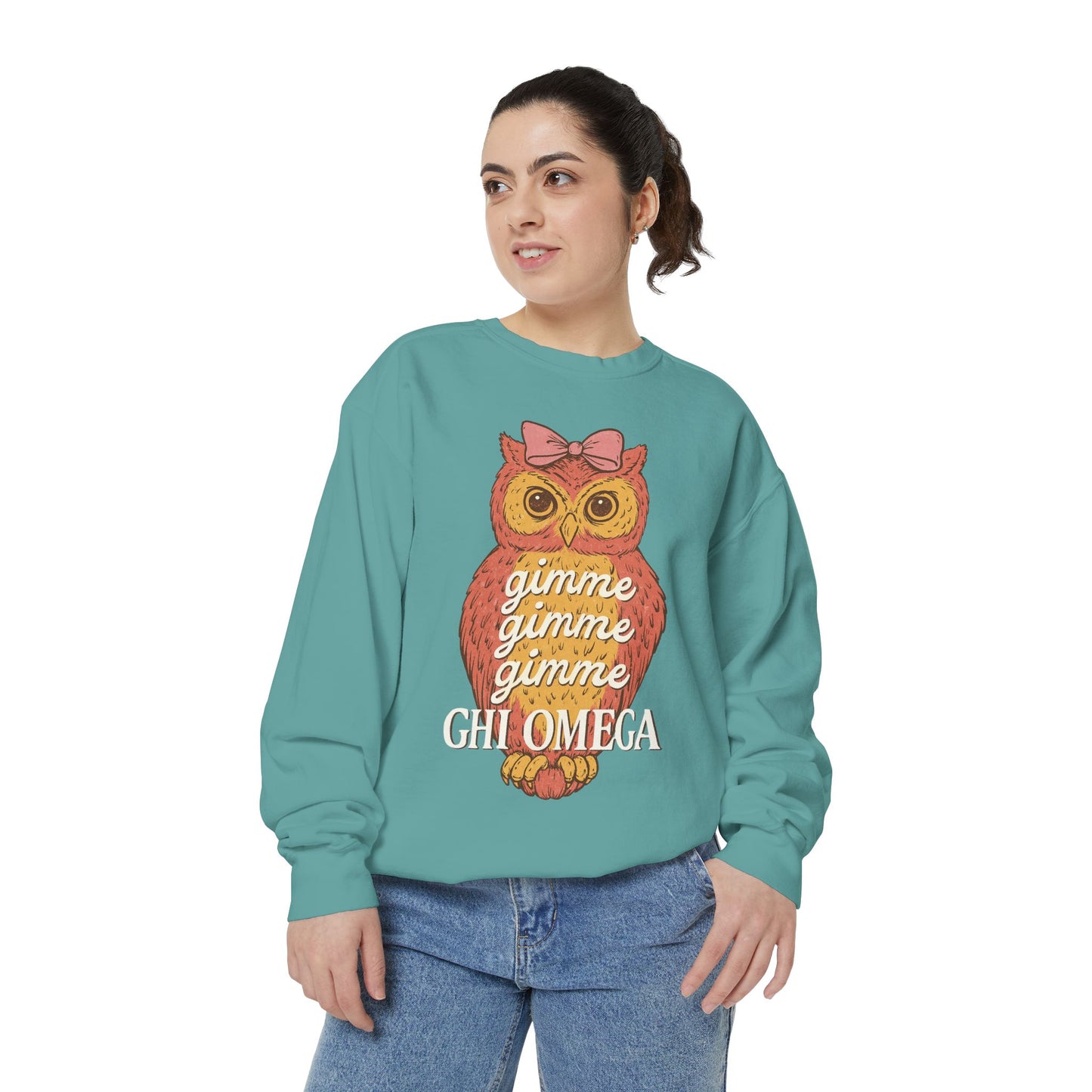 Gimme Gimme Owl Sweatshirt, Unisex Sweatshirt, Sorority Apparel, Cute Owl Design, Cozy Gift, College Sweatshirt