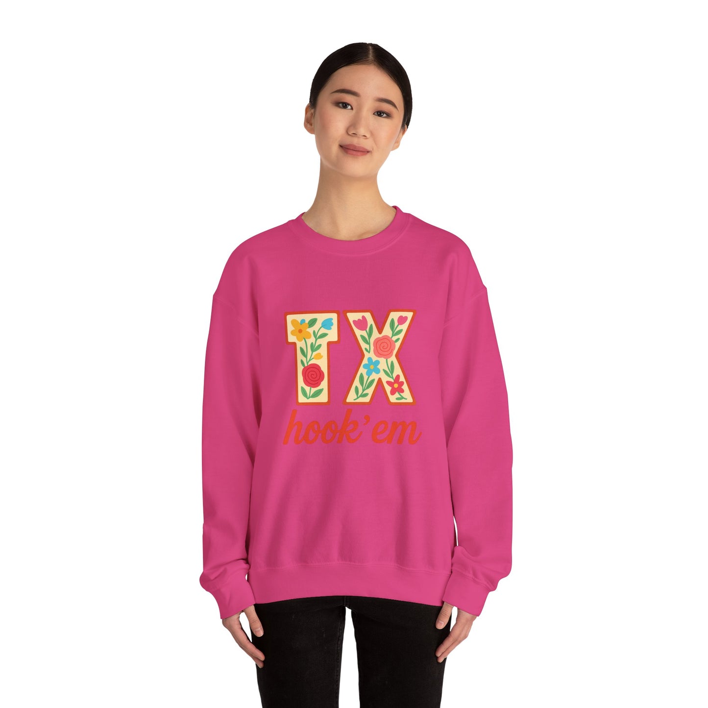 TX Hook'em Unisex Crewneck Sweatshirt | Cozy Texas Pride Apparel, Perfect for Game Day, Casual Outfits, Gifting