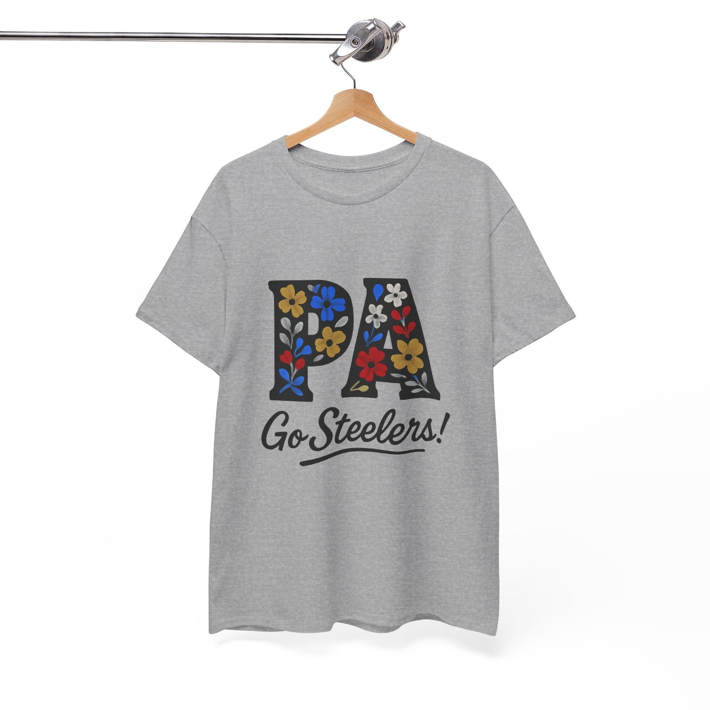 Sports Fan Tee - Floral PA Go Steelers Unisex Heavy Cotton Tee