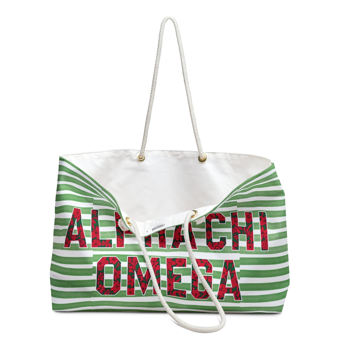 Alpha Chi Omega Festive Weekender Bag, Holiday Tote, Travel Bag, Christmas Gift, Sorority Bag, Weekend Getaway Bag