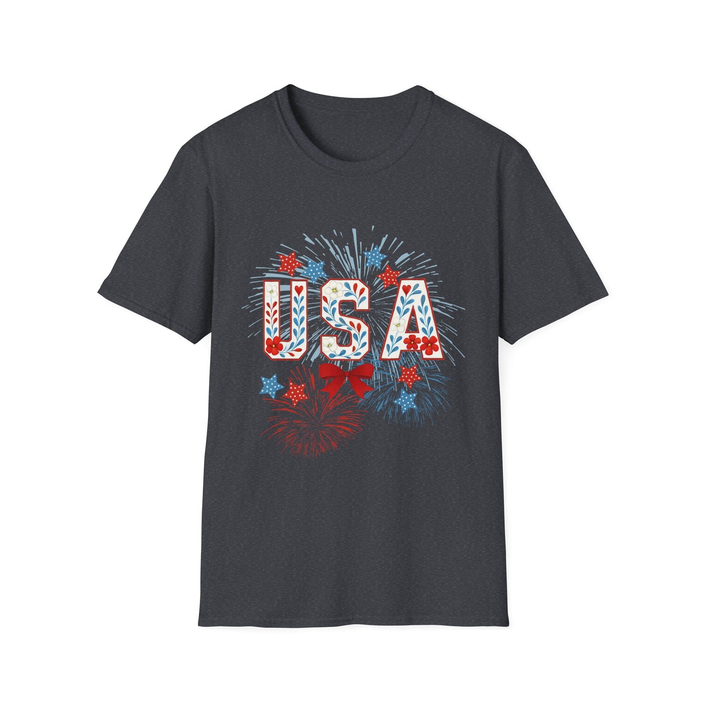 Patriotic USA Fireworks T-Shirt, 4th of July Tee, Unisex Graphic Shirt, Independence Day Apparel, Stars and Stripes Clothing