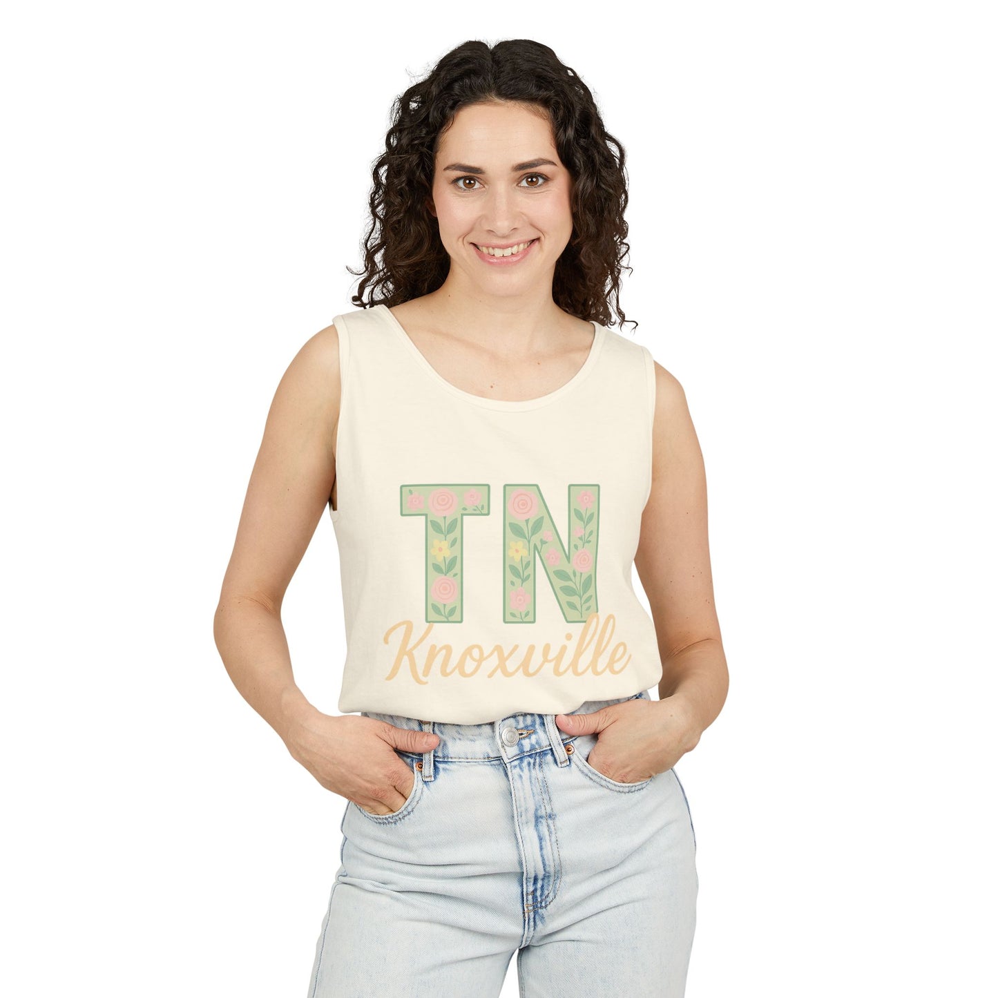 Tennessee Floral Tank Top, Unisex Sleeveless Shirt, Summer Tee, Casual Wear, Gift for Her, Comfort Colors, Graduation Gift, Rocky Top